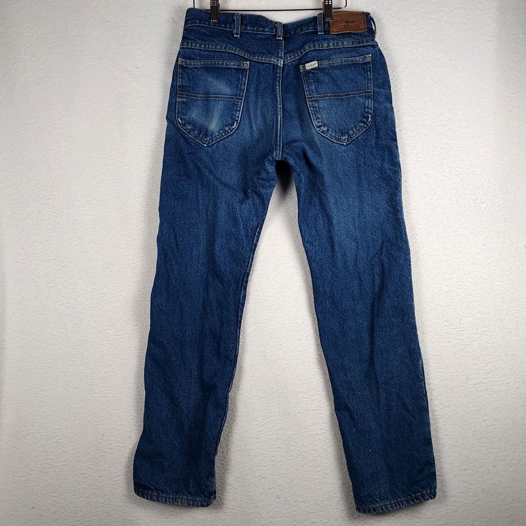 Vintage VINTAGE L.L.Bean Men’s Jeans Flannel Lined 32x30 Denim Blue 5-Pocket Mens Regular Straight Cotton Denim Winter Fall Spring Blue Denim Jeans Size US 32 / EU 48 - 2 Thumbnail