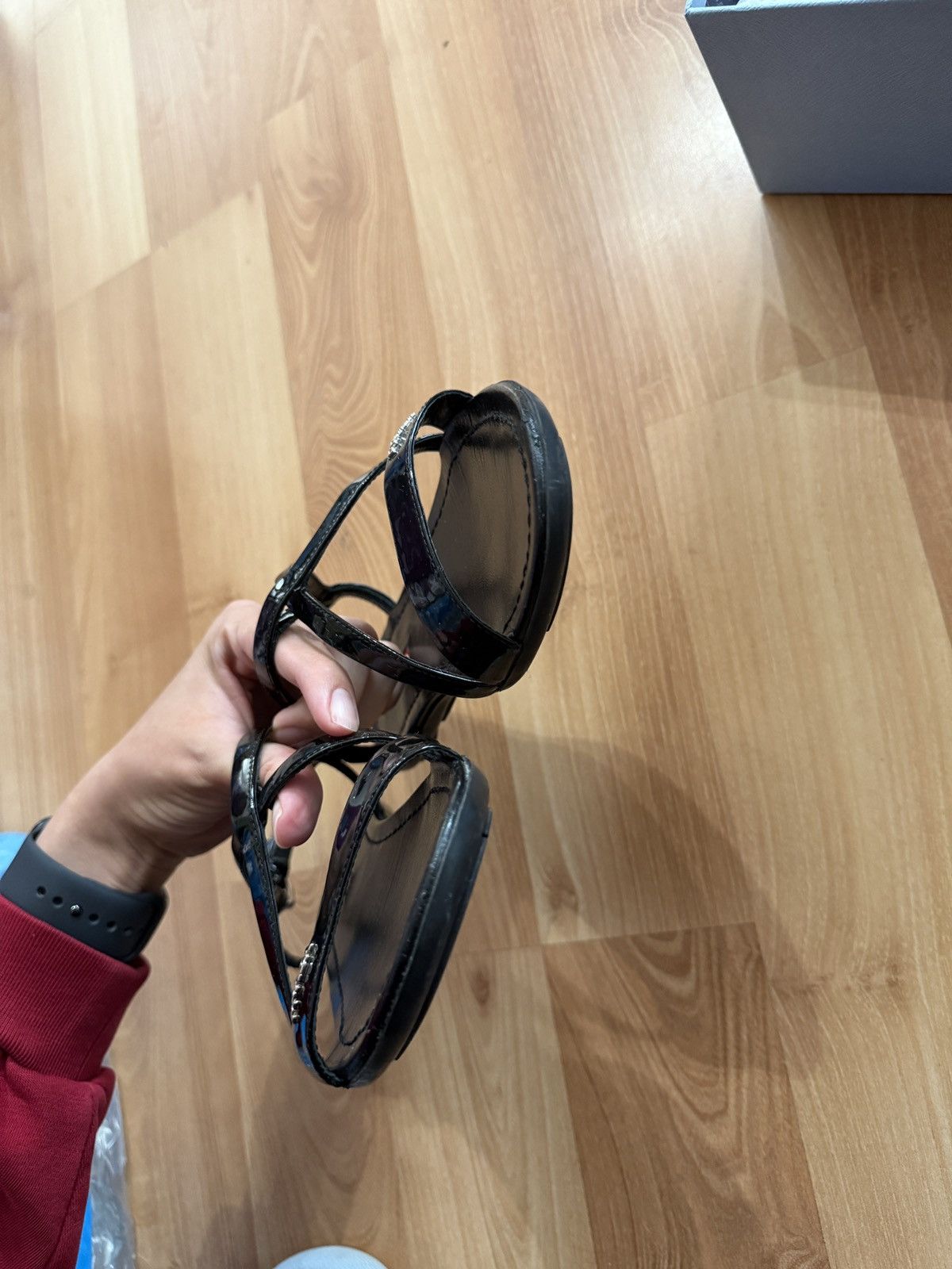 Prada Black Prada Patent Leather Sandal Size US 6.5 / IT 36.5 - 7 Thumbnail