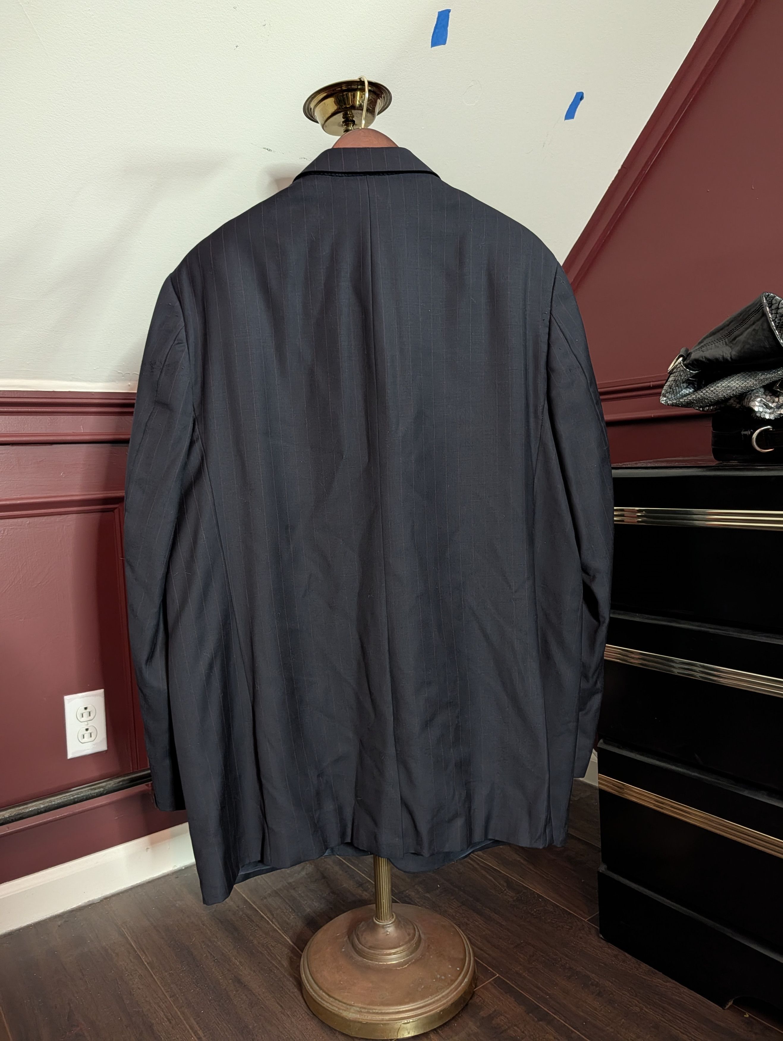 Burberry BURBERRY Black Pinstripe wool MiUSA blazer 46L Size 46L - 7 Thumbnail
