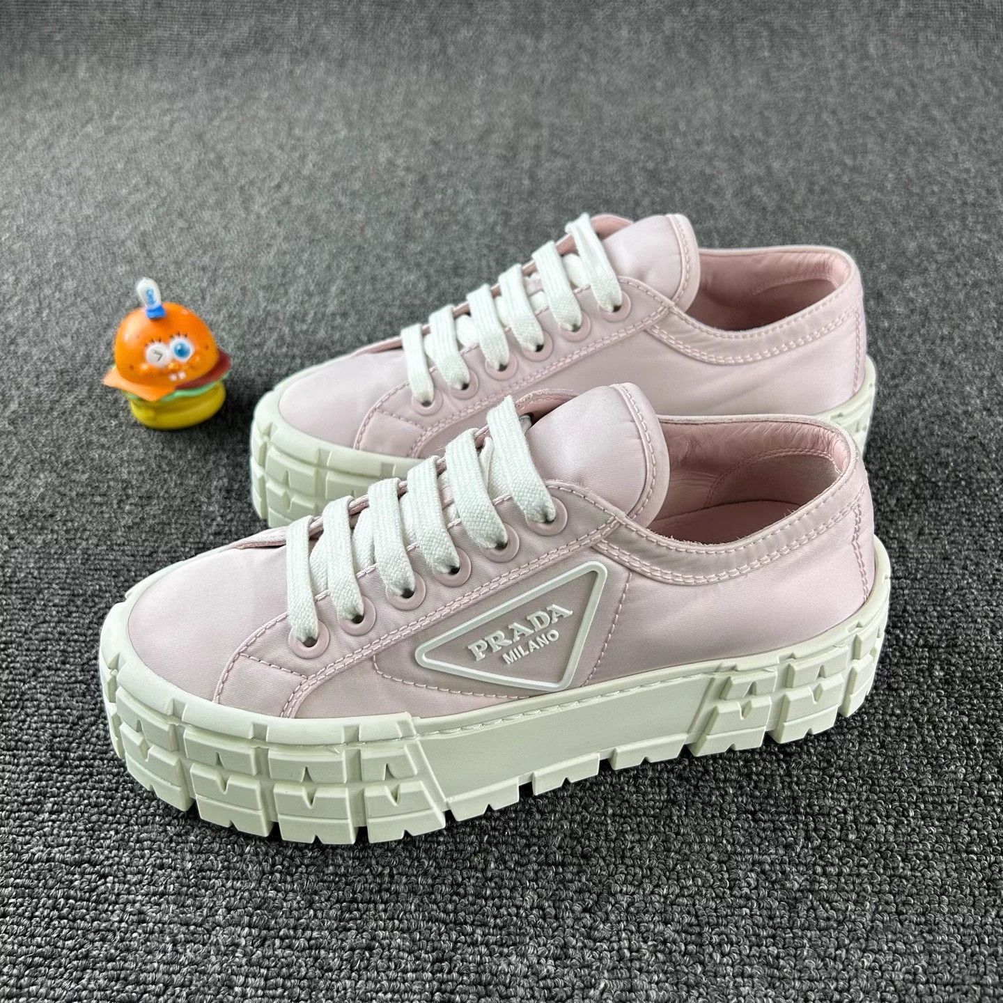 Prada Prada Pink Platform Cookie Sneakers 36 Triangle Logo Size US 6 / IT 36 - 1 Thumbnail