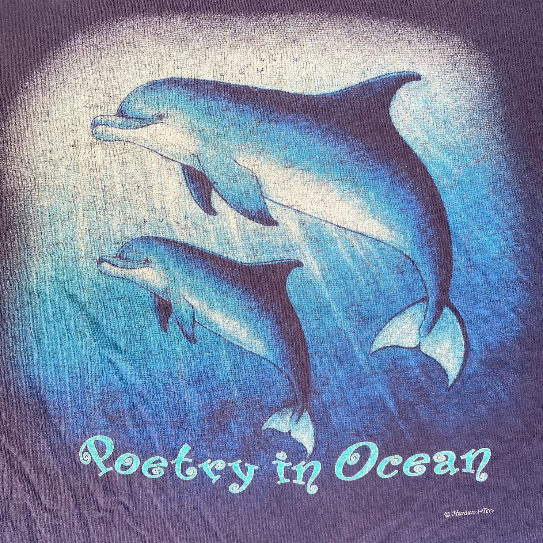 Jerzees Vintage 90s Dolphins Nature Shirt Cute Ocean Animal Art Tee Size US XL / EU 56 / 4 - 3 Thumbnail