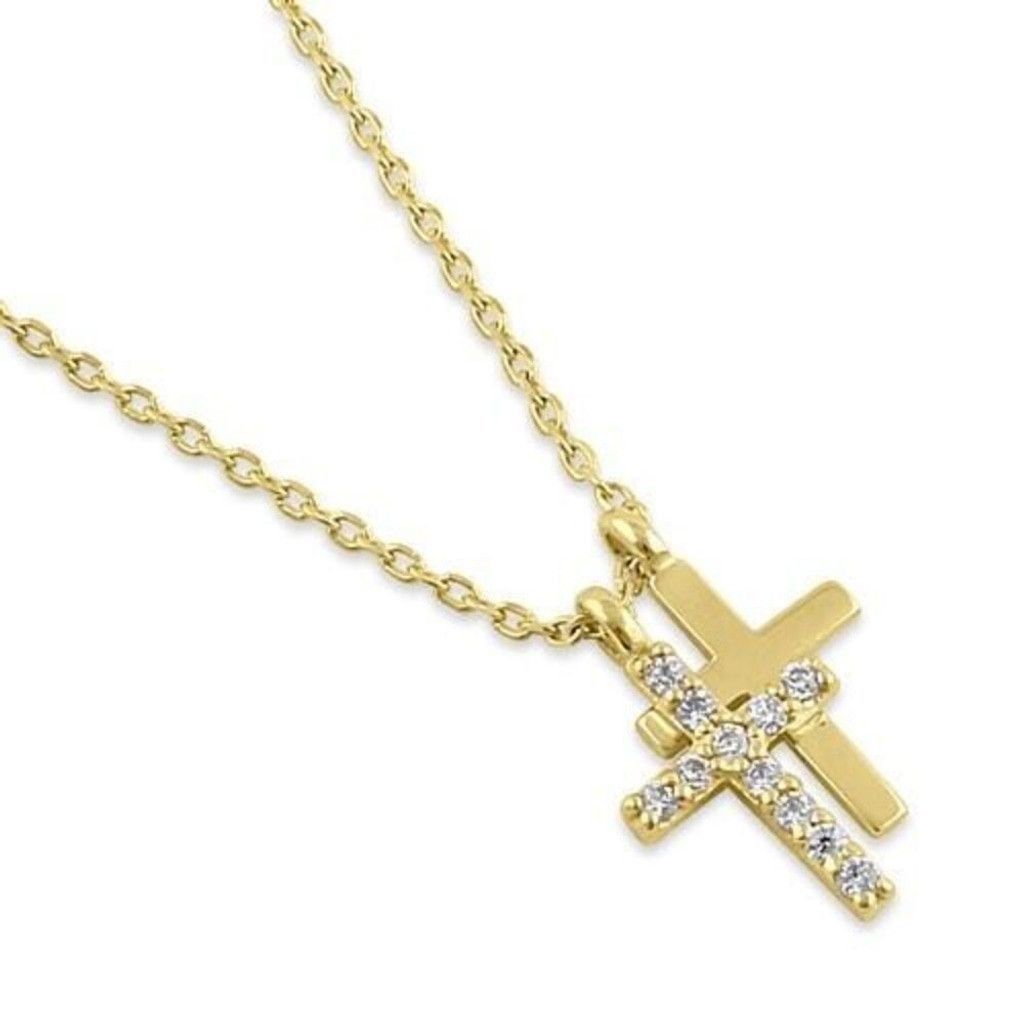 Other Solid 14K Gold Layered Cross Diamond 18”Necklace New Size ONE SIZE - 1 Thumbnail