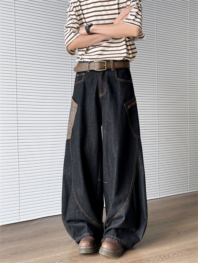 Japanese Brand Retro loose wide leg patchwork jeans Size US 32 / EU 48 - 2 Thumbnail
