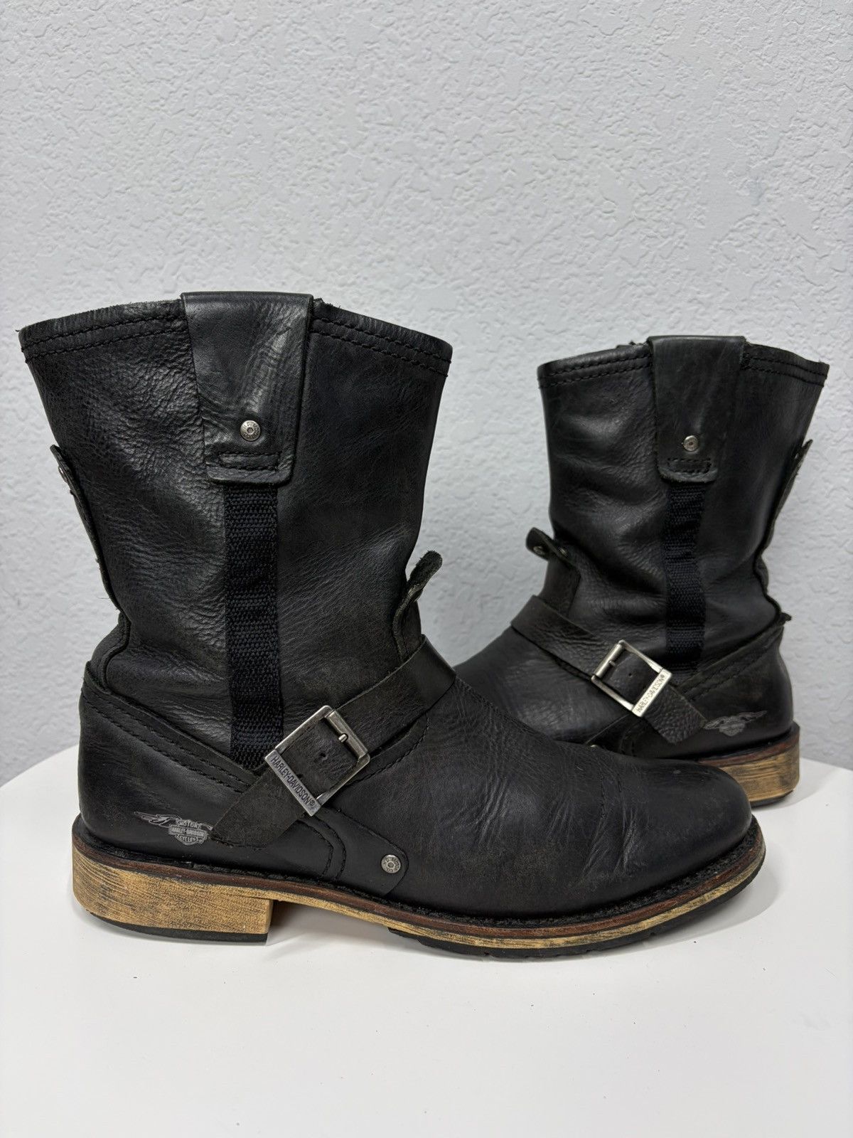 If Six Was Nine Vintage Harley Davidson Guidi Style High Leather Biker Boots Size US 11 / EU 44 - 1 Thumbnail