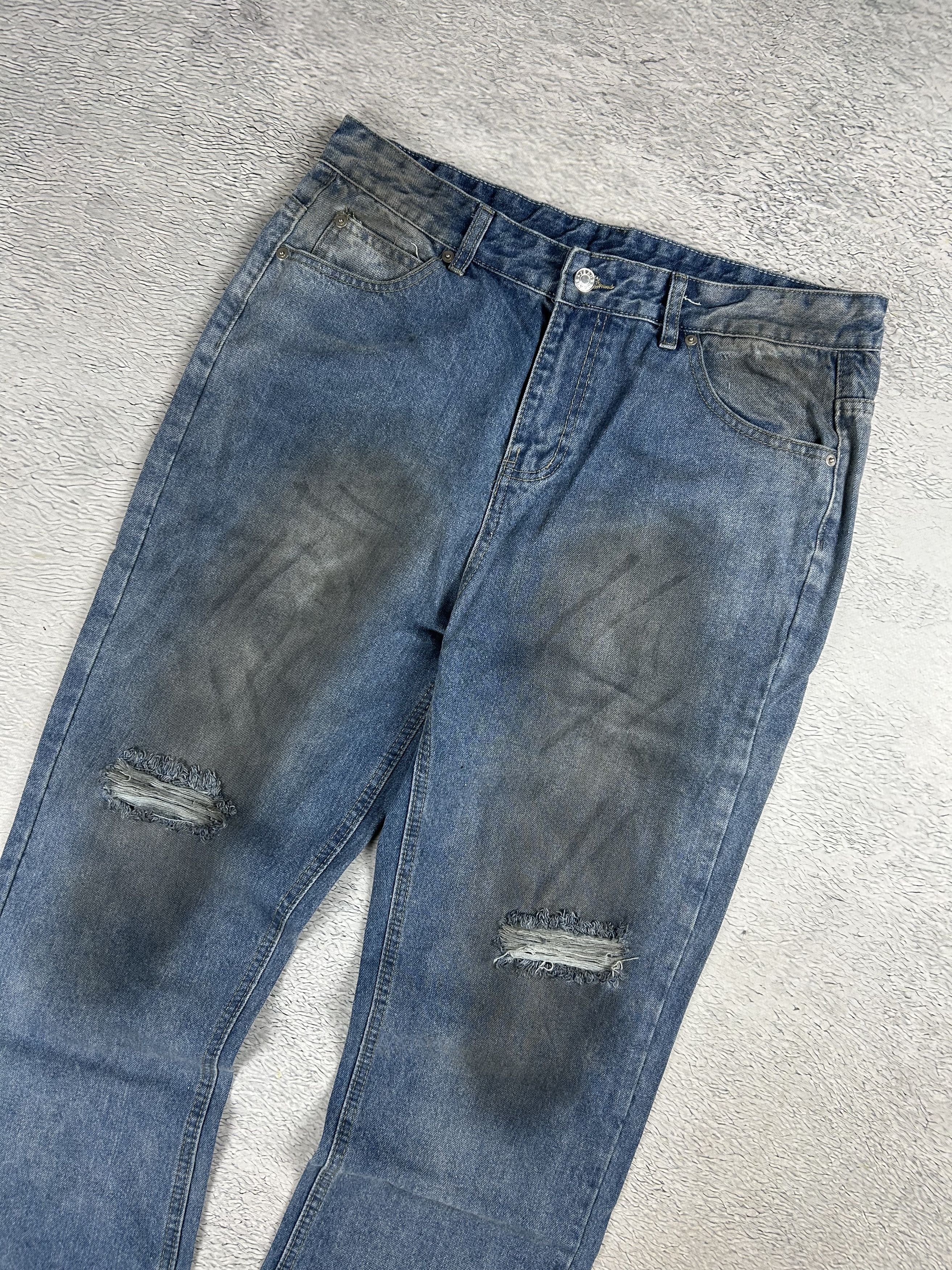 JNCO × Japanese Brand RARE Faded Jeans Streetwear Distressed Denim Straight Drill Size US 36 / EU 52 - 3 Thumbnail