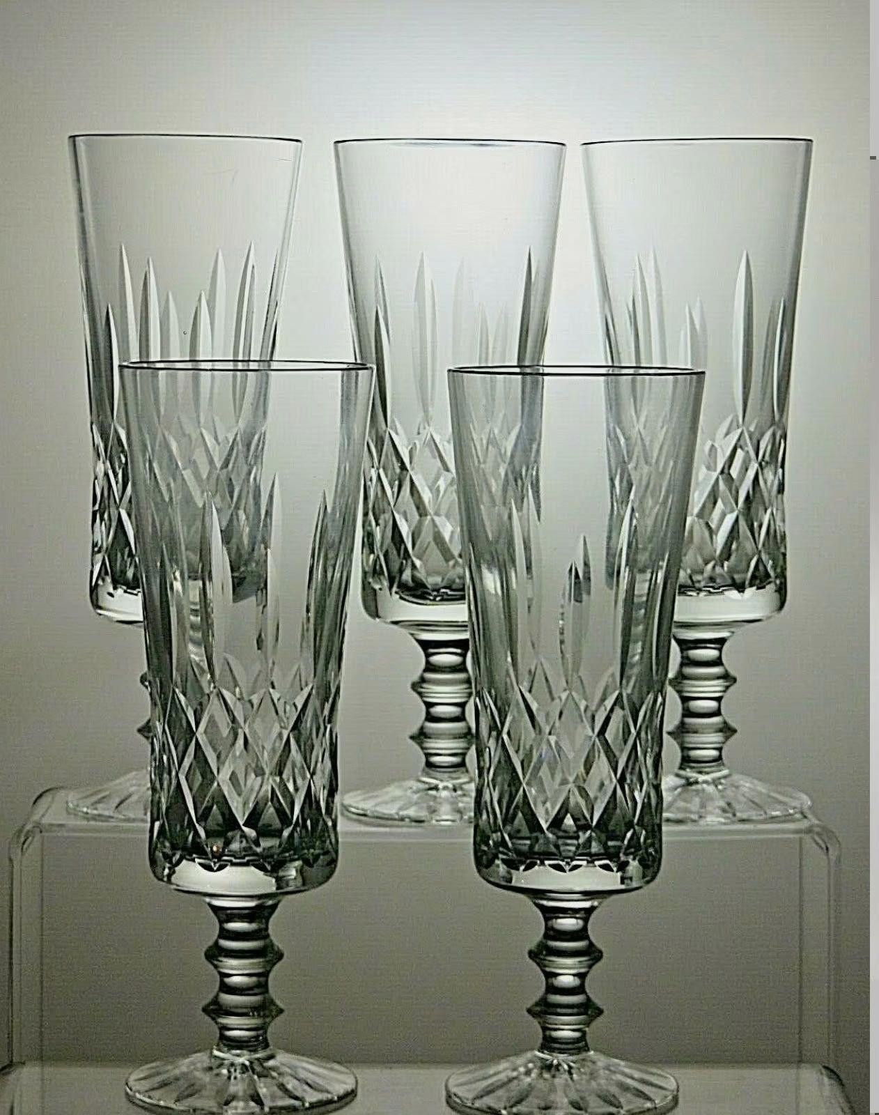 The Unbranded Brand Cut Glass Lead Crystal Set Of 5 Champagne Flutes 7 1/4" Size ONE SIZE - 2 Thumbnail