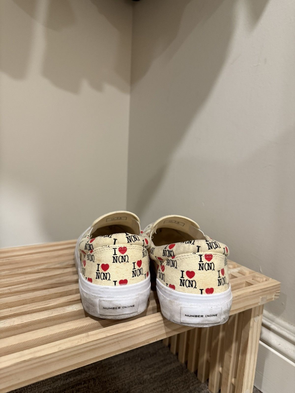 Number (N)ine I❤️N(N) Cream Slip On Sneakers Size US 7.5 / EU 40-41 - 12 Thumbnail