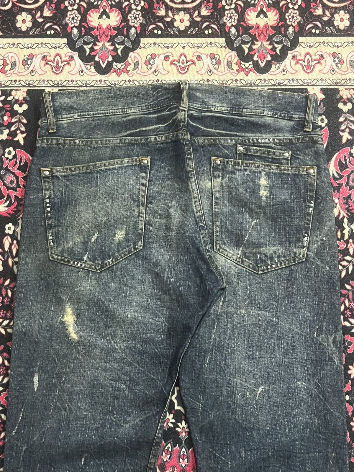Tornado Mart Vintage Japanese Agate Distress Paint Splattered Flare Jeans Size US 34 / EU 50 - 6 Thumbnail