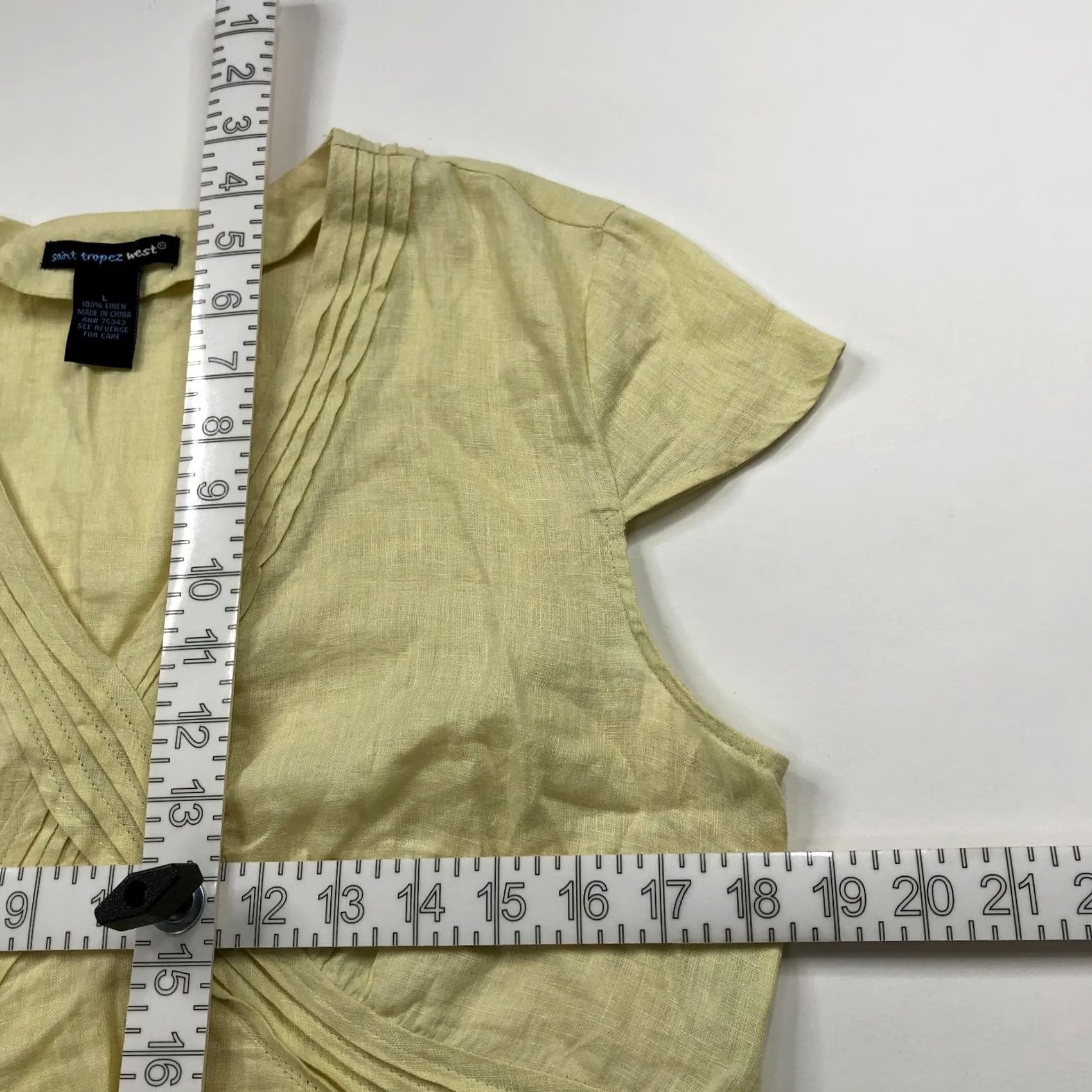 Vintage Saint Tropez West LS 100% Linen Y2K Zip Pullover Top Shirt Blouse Yellow Size L / US 10 / IT 46 - 4 Thumbnail
