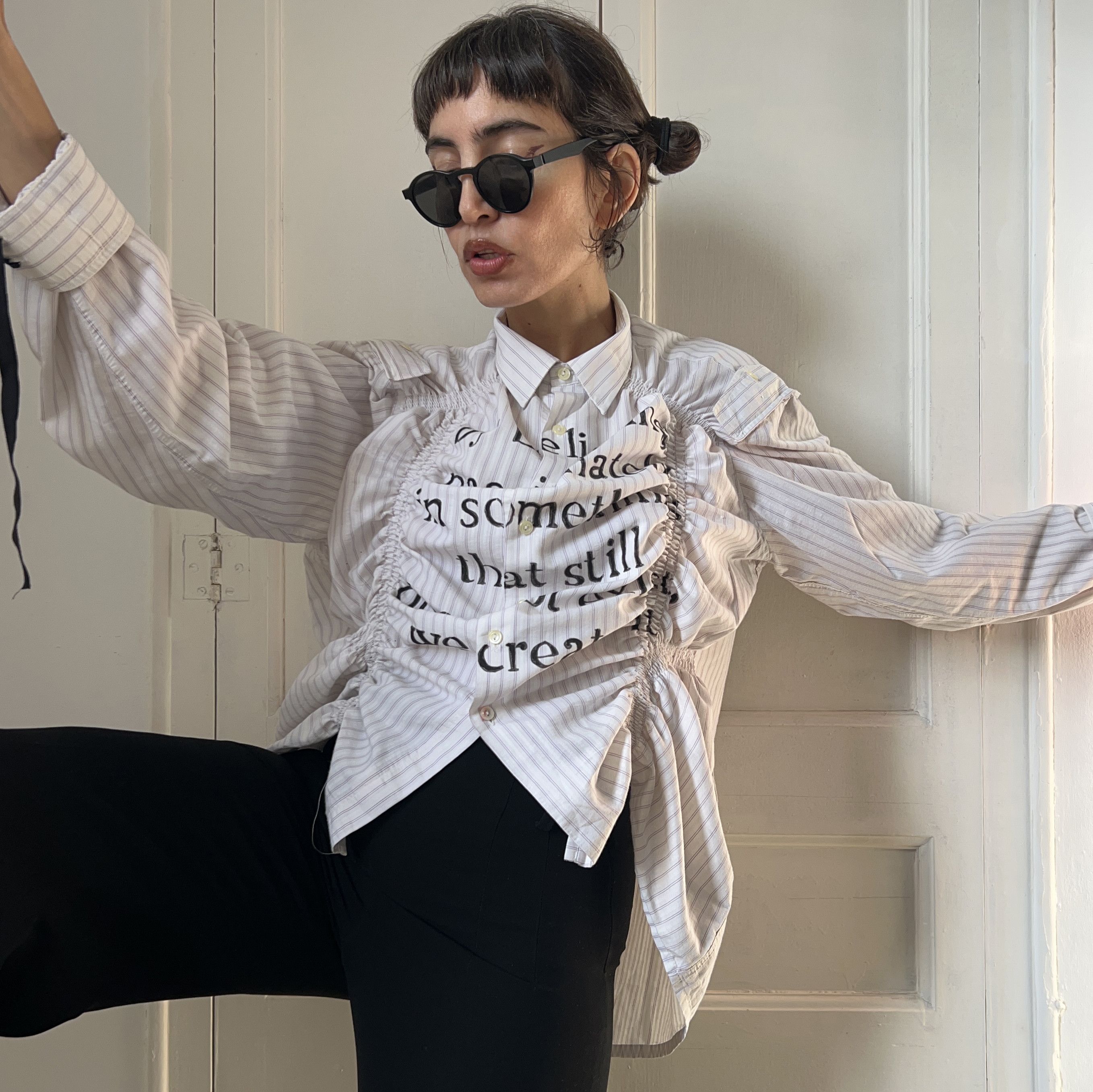 Custommade Upcycled Kafka Quote Button Up Size M / US 6-8 / IT 42-44 - 4 Thumbnail