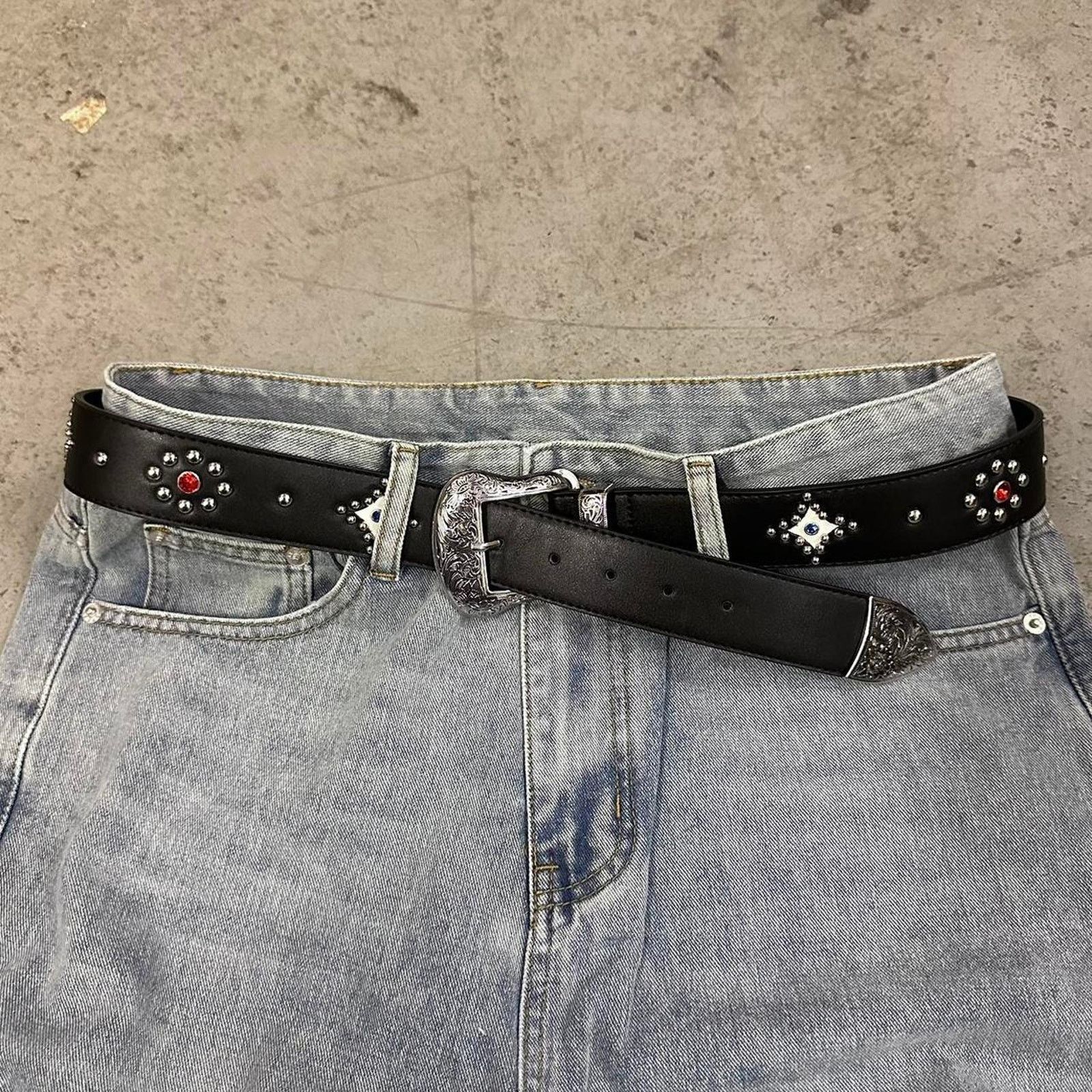 Other Black studded rhinestone western style belt WMNS Size ONE SIZE - 1 Thumbnail