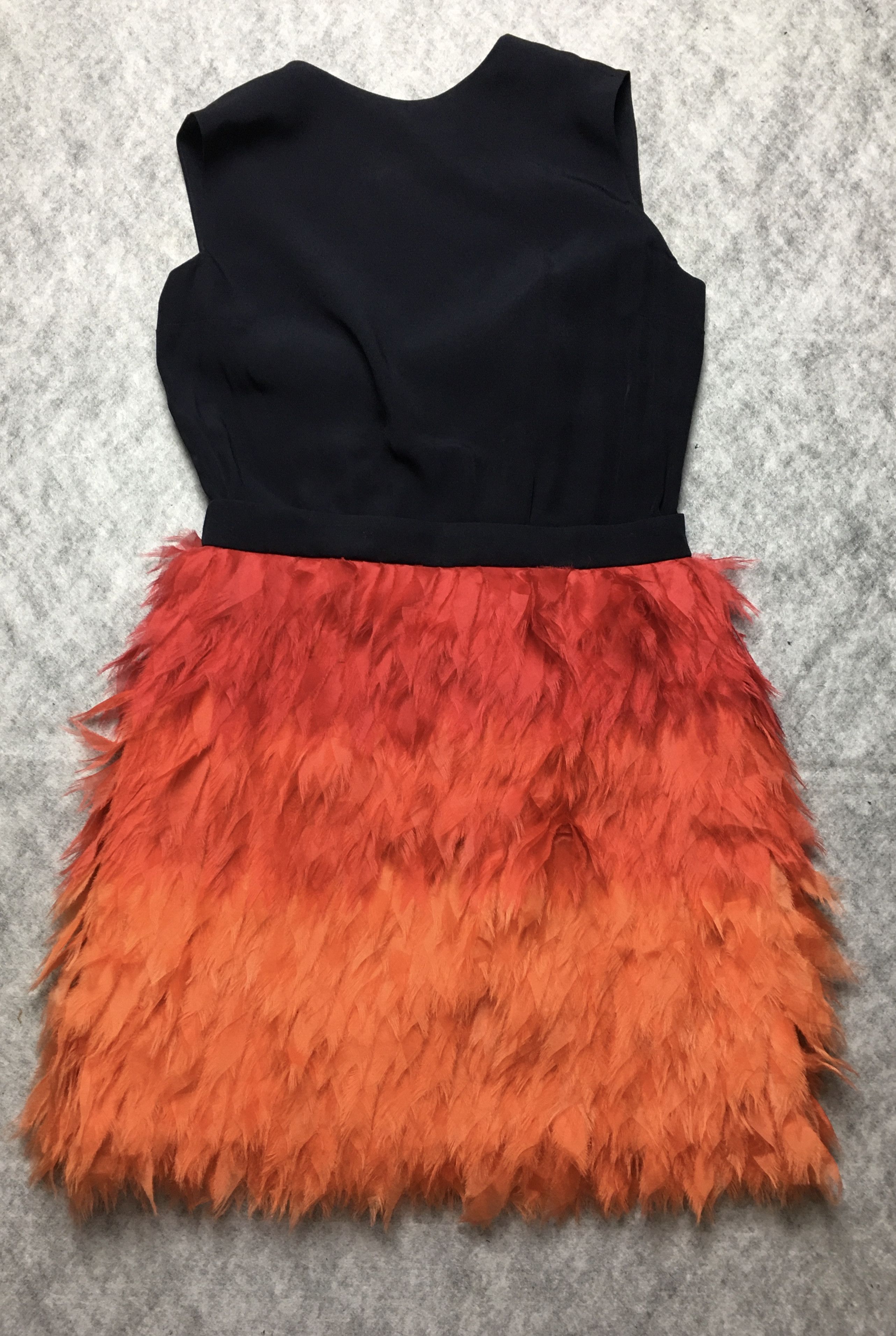 Victoria Beckham Victoria Beckham Black Orange Ombre Feather Mini Dress US8 Size M / US 6-8 / IT 42-44 - 7 Thumbnail