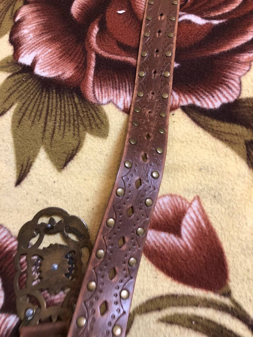 Vintage Vintage Brown Genuine Leather Floral Buckle Size ONE SIZE - 9 Thumbnail