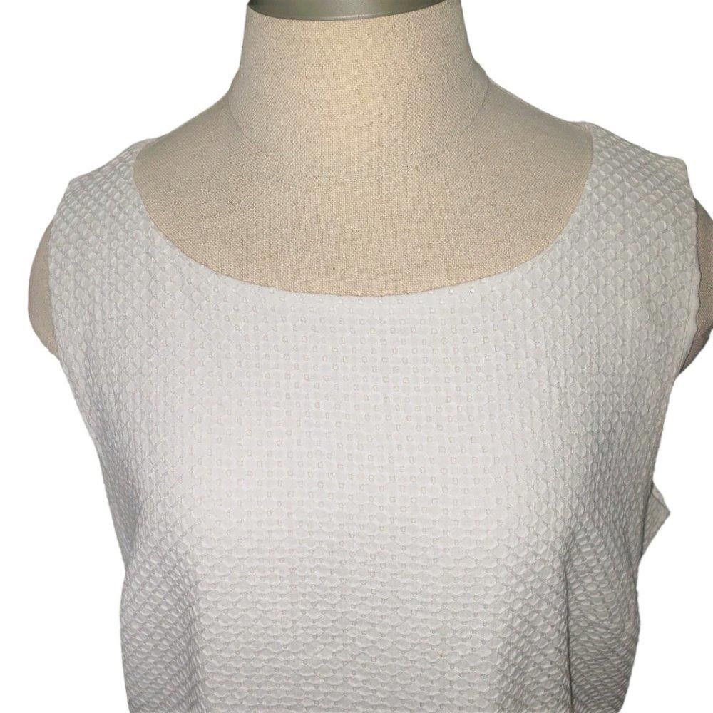 Designer CT511 New York & Company White Waffle Block Midi Dress 8 Size M / US 6-8 / IT 42-44 - 3 Thumbnail