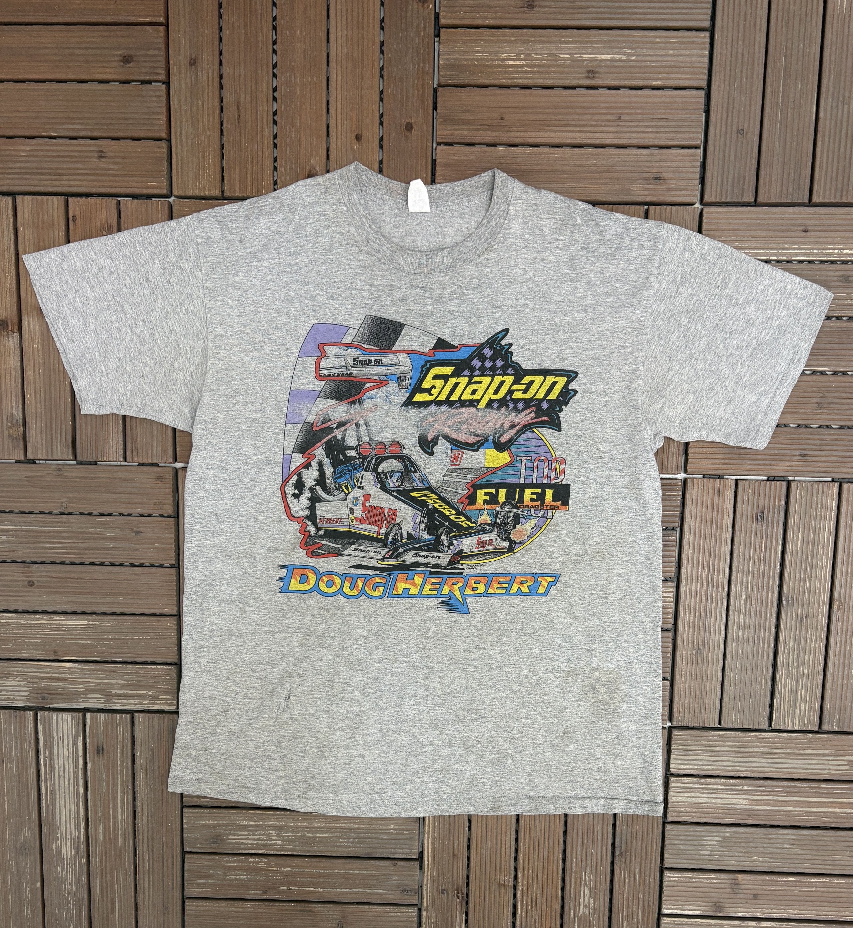 Vintage Doug Herbert Snap-On Racing Vintage Grey T-Shirt Tee Size US XL / EU 56 / 4 - 1 Thumbnail