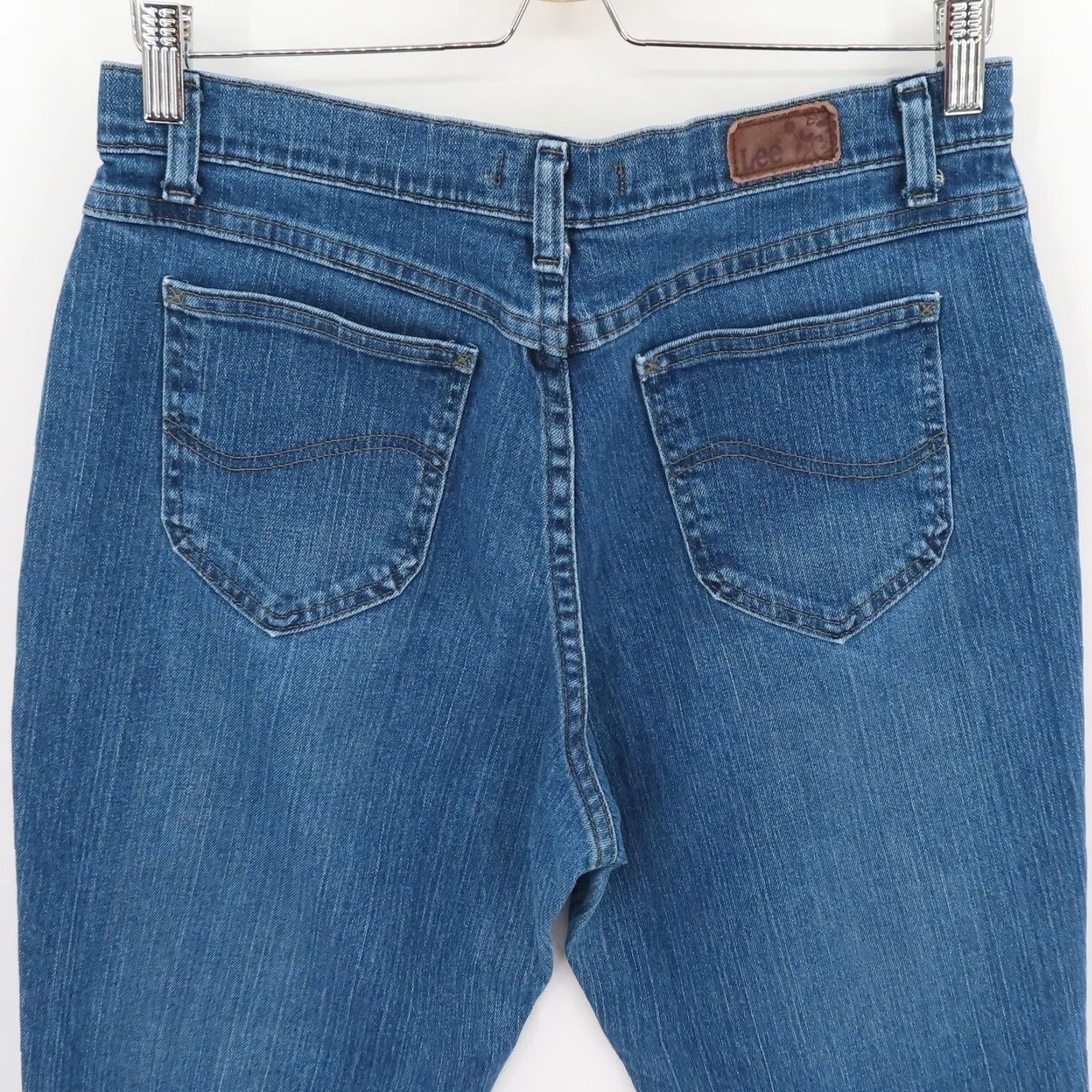Lee Lee Womens Jeans 10S Bootcut Relaxed Mid Wash Denim Cotton 5-Pocket 10 Regular Shorts Short 30" Inseam Blue jeans Size 32" / US 10 / IT 46 - 5 Thumbnail