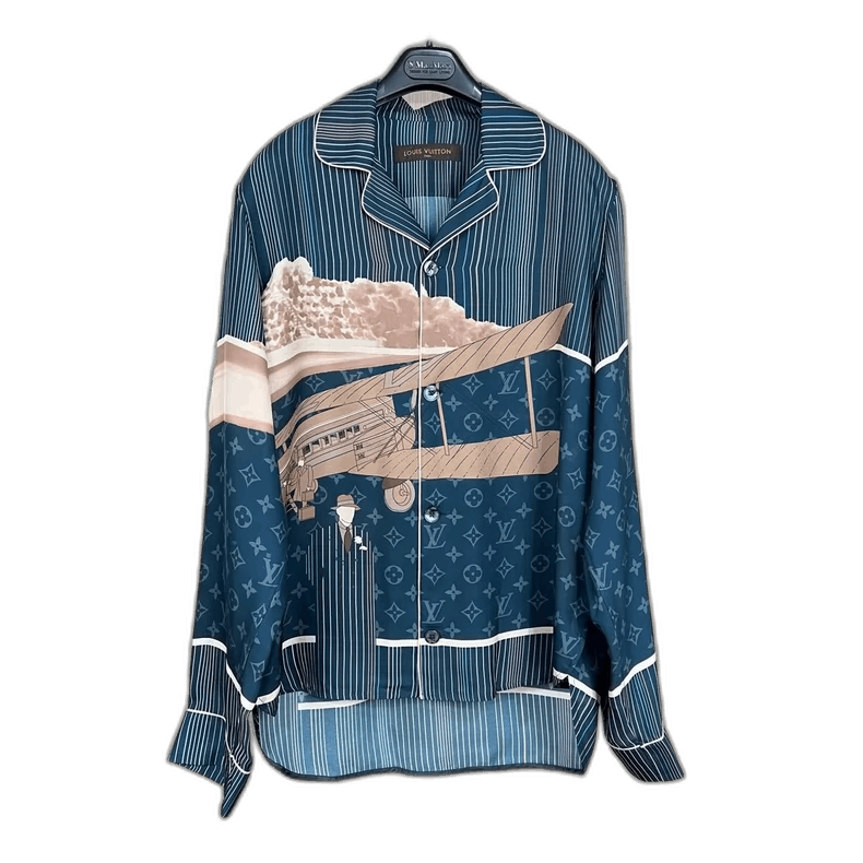 Louis Vuitton Louis Vuitton Silk Shirt with Airplane Design Size US S / EU 44-46 / 1 - 1 Thumbnail