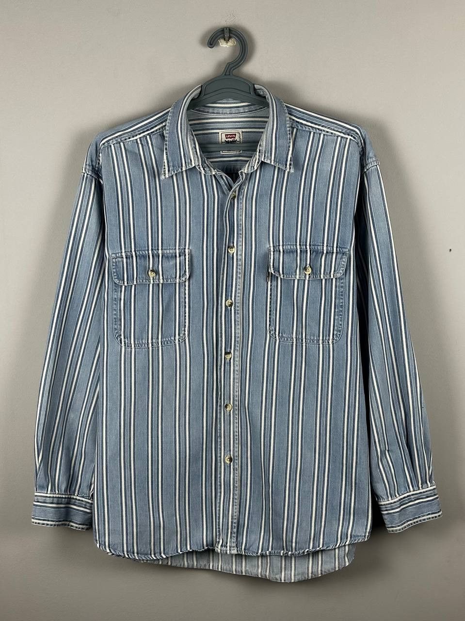 Levi's Vintage Clothing Rare 90s Striped Levi’s Vintage Denim Shirt Long Sleeve Size US L / EU 52-54 / 3 - 1 Thumbnail