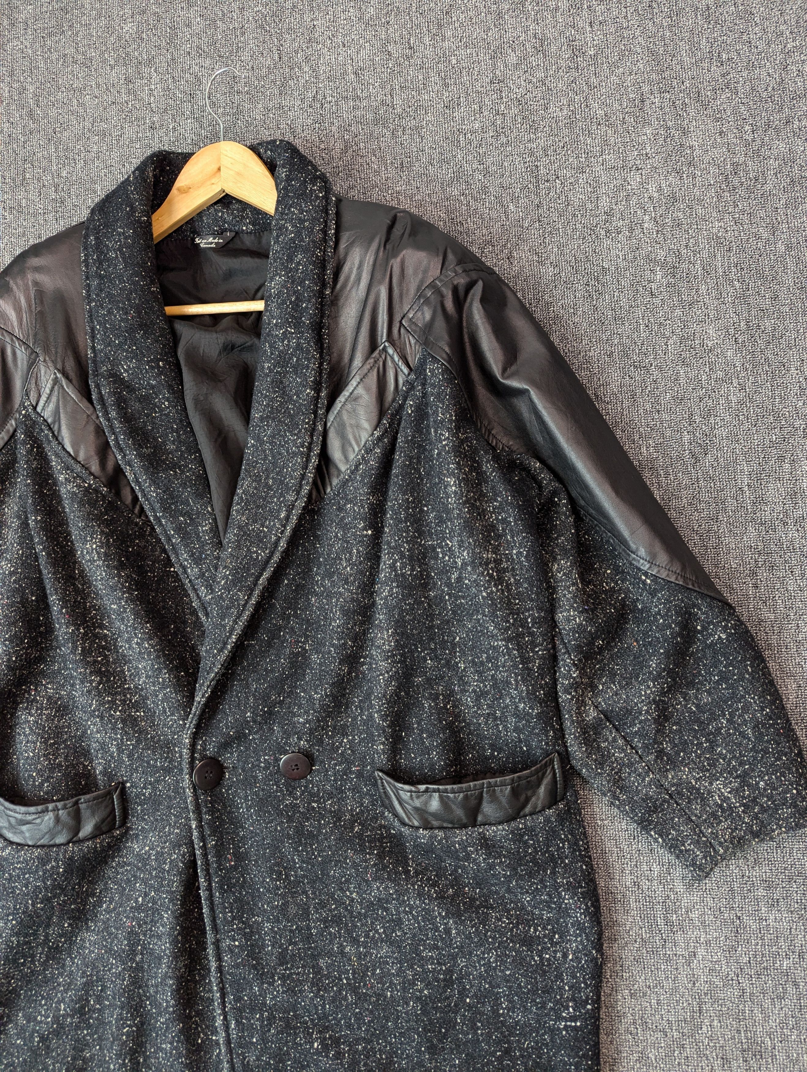 Designer × Vintage Vintage 80s ADA Paris Leather And Tweed Wool Coat Jacket Size US L / EU 52-54 / 3 - 2 Thumbnail