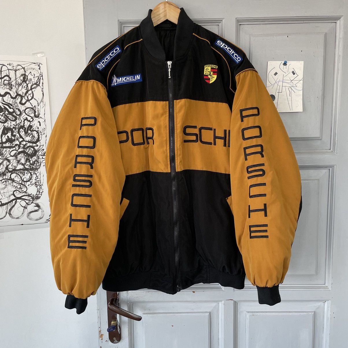 Vintage Porsche Bomber Jacket Sparco Michelin Rare