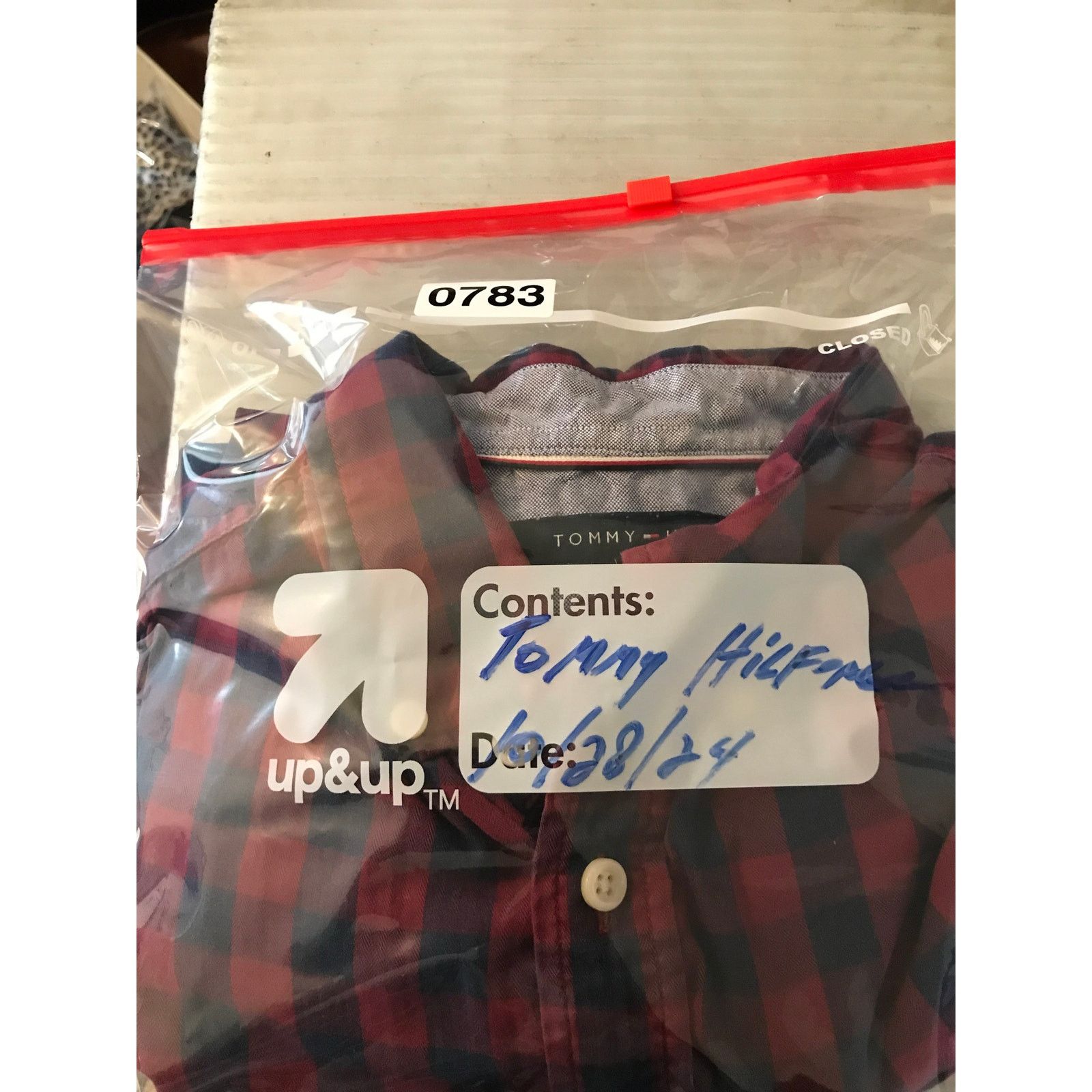 Tommy Hilfiger TOMMY HILFINGER Classic Fit Shirt Men's L Red & Blue LS Size US L / EU 52-54 / 3 - 7 Thumbnail