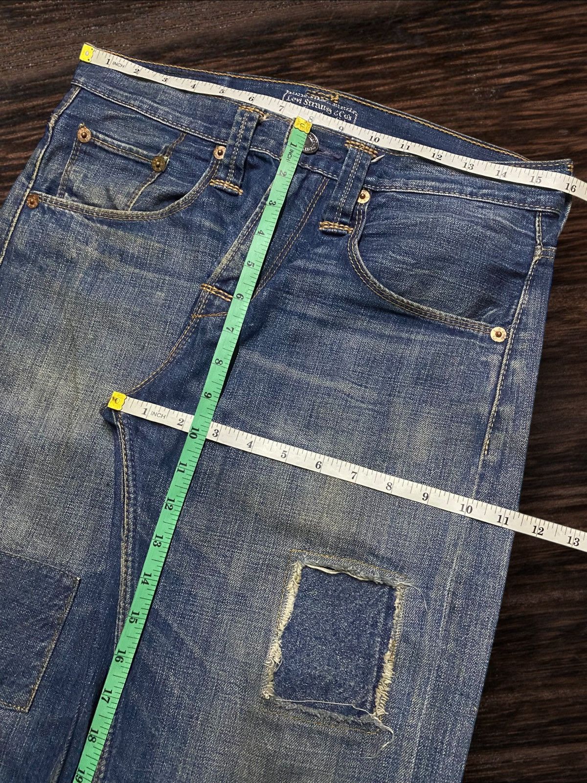 Levi's Vintage Levis Y2K Blue Wash Patches Distressed Loose Jeans Size US 32 / EU 48 - 14 Thumbnail