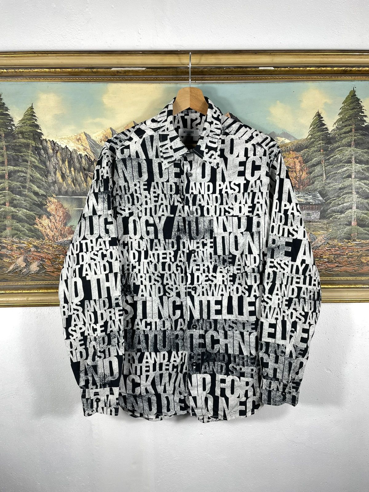 Moschino × Vintage Black White Monogram Vintsge Retro 00s Shirt Moschino Size US M / EU 48-50 / 2 - 1 Thumbnail