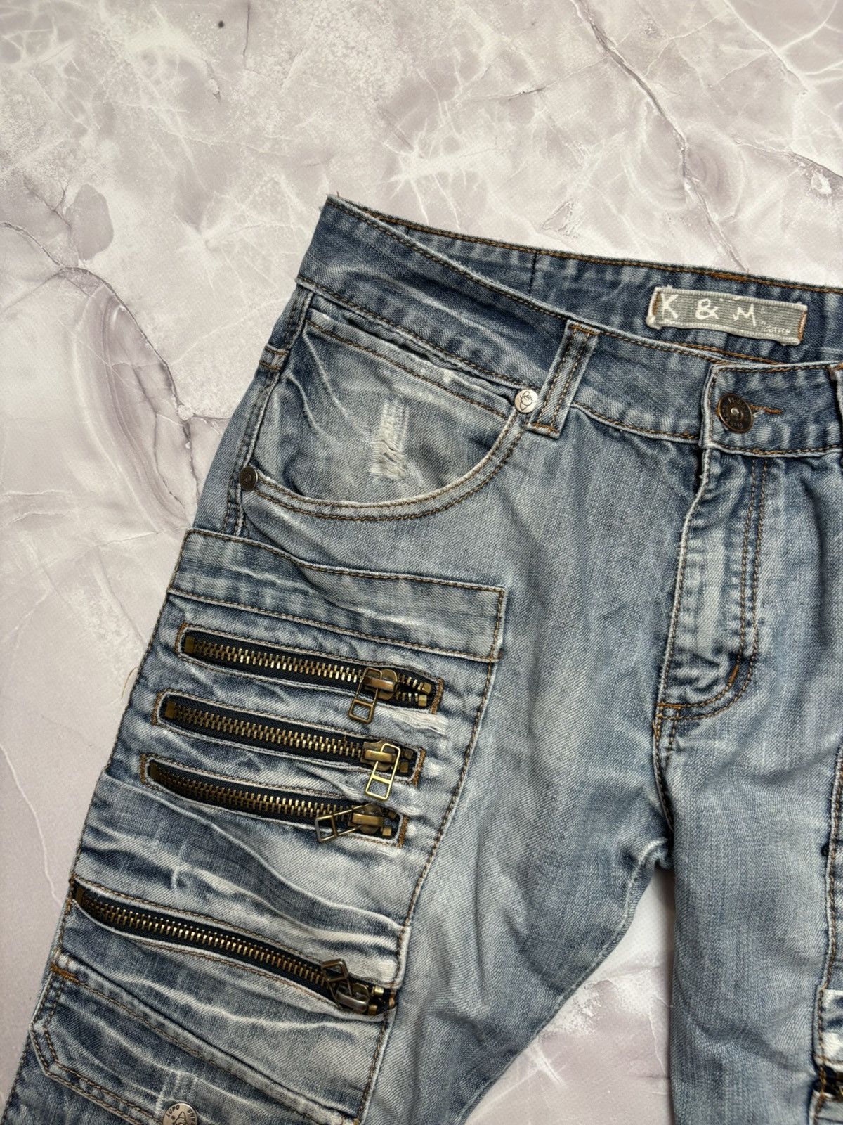 Japanese Brand Kosmo Lupo Japanese Style Denim Cargo Jeans Distressed Y2K Size US 32 / EU 48 - 3 Thumbnail