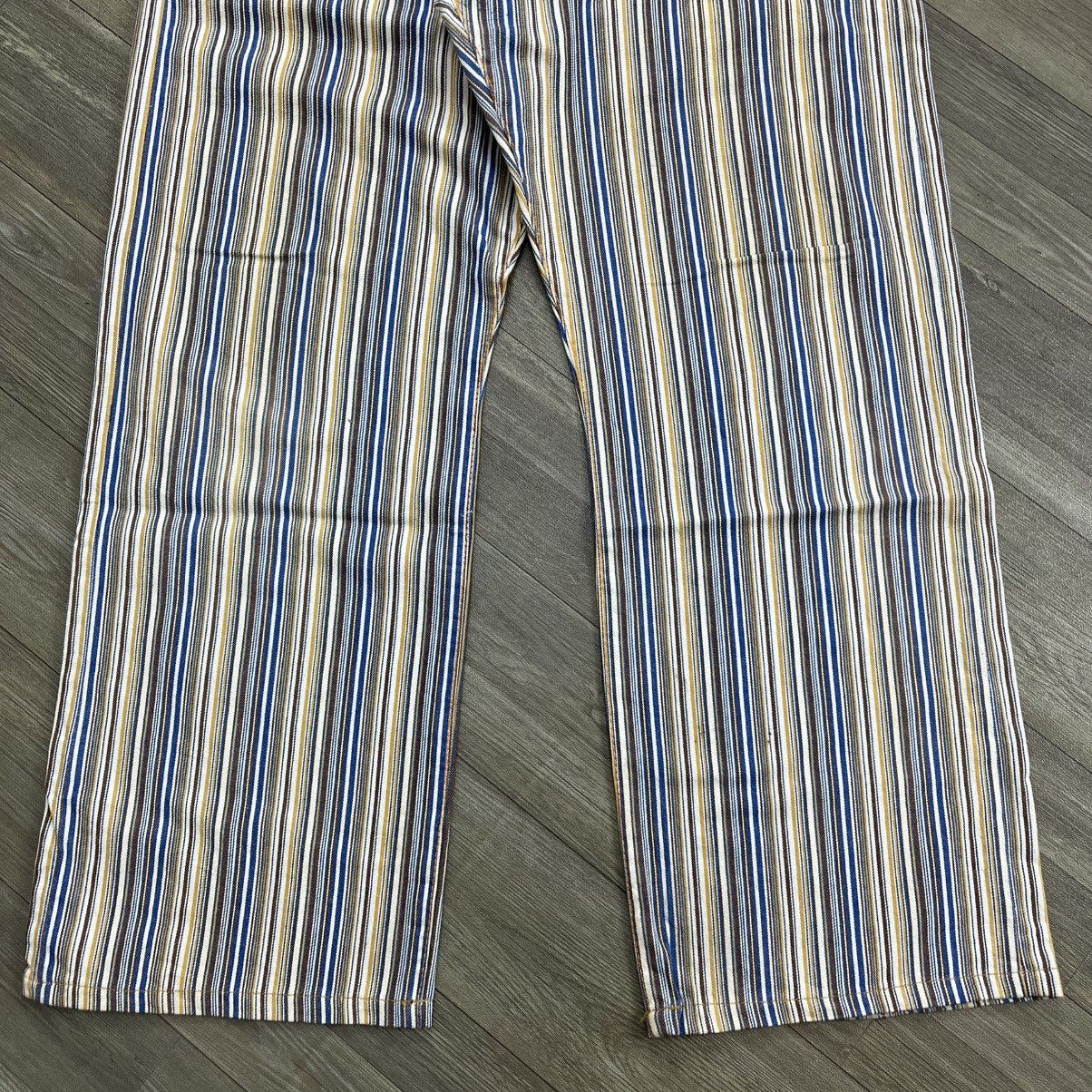 Japanese Brand 2000s Cocolulu Japan Printed Logo Gyaru Style Striped Jeans Size US 33 - 15 Thumbnail