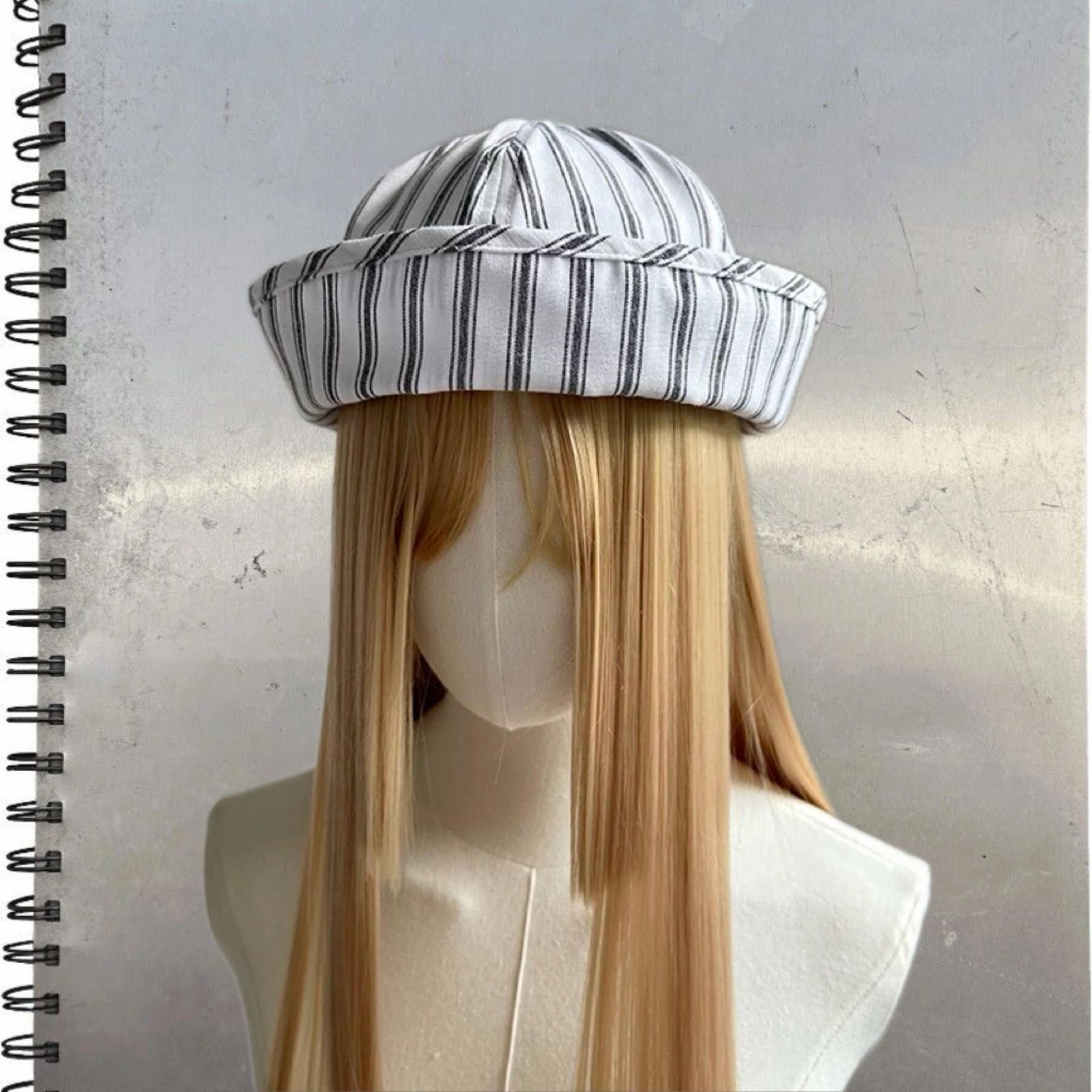 Japanese Brand Retro Grey White Beret Sailor Hat Y2K French Girl Aesthetic Size ONE SIZE - 1 Thumbnail
