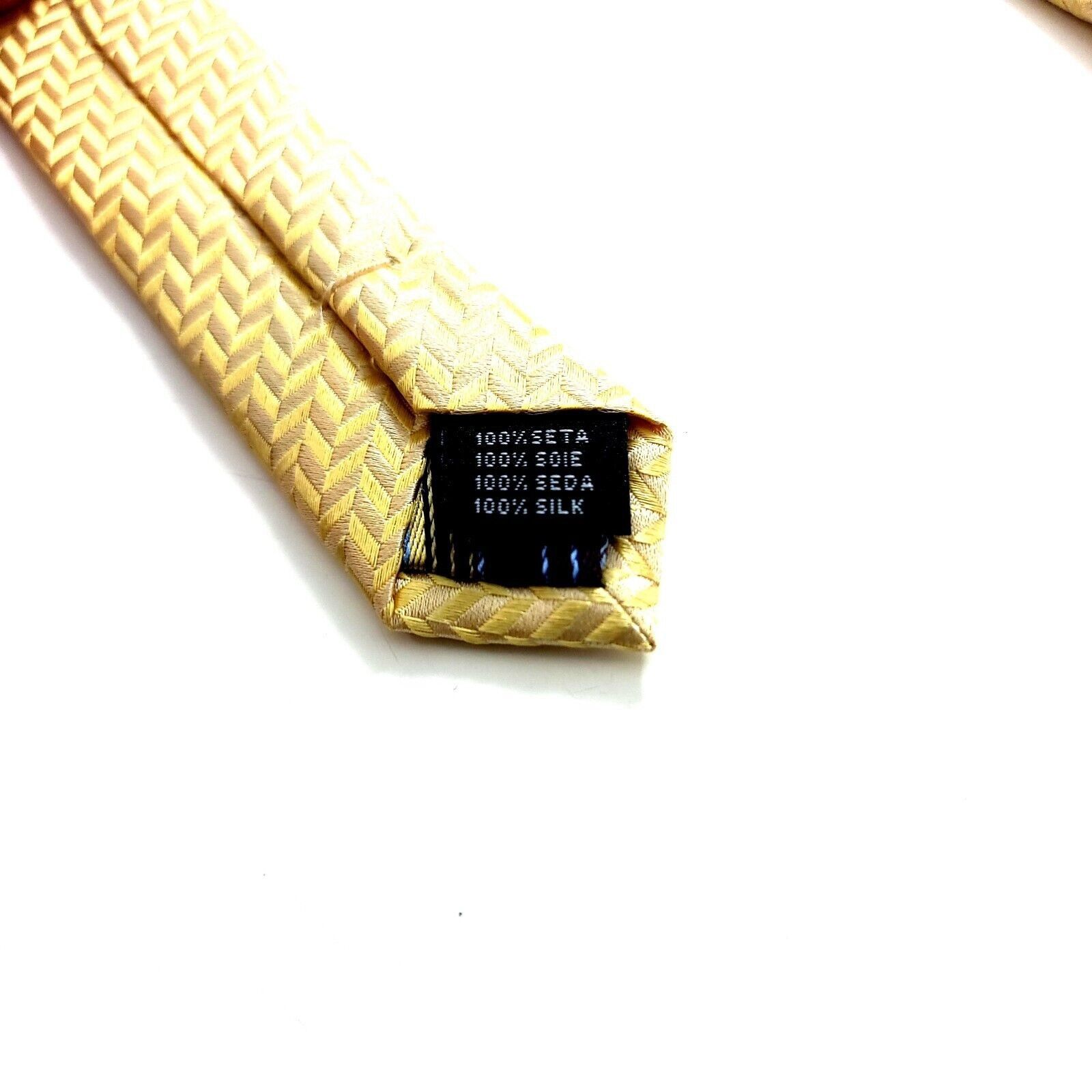 Alexander Julian Alexander Julian Colours Herringbone Yellow Woven Silk Tie Size ONE SIZE - 5 Thumbnail