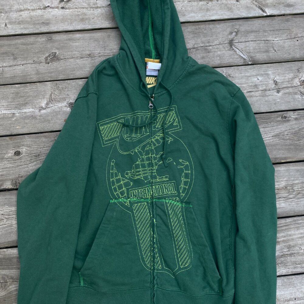 Nike × Vintage Vintage Y2K Nike ALYX Zip Up Hoodie Large Green Embroidered Size US L / EU 52-54 / 3 - 8 Thumbnail