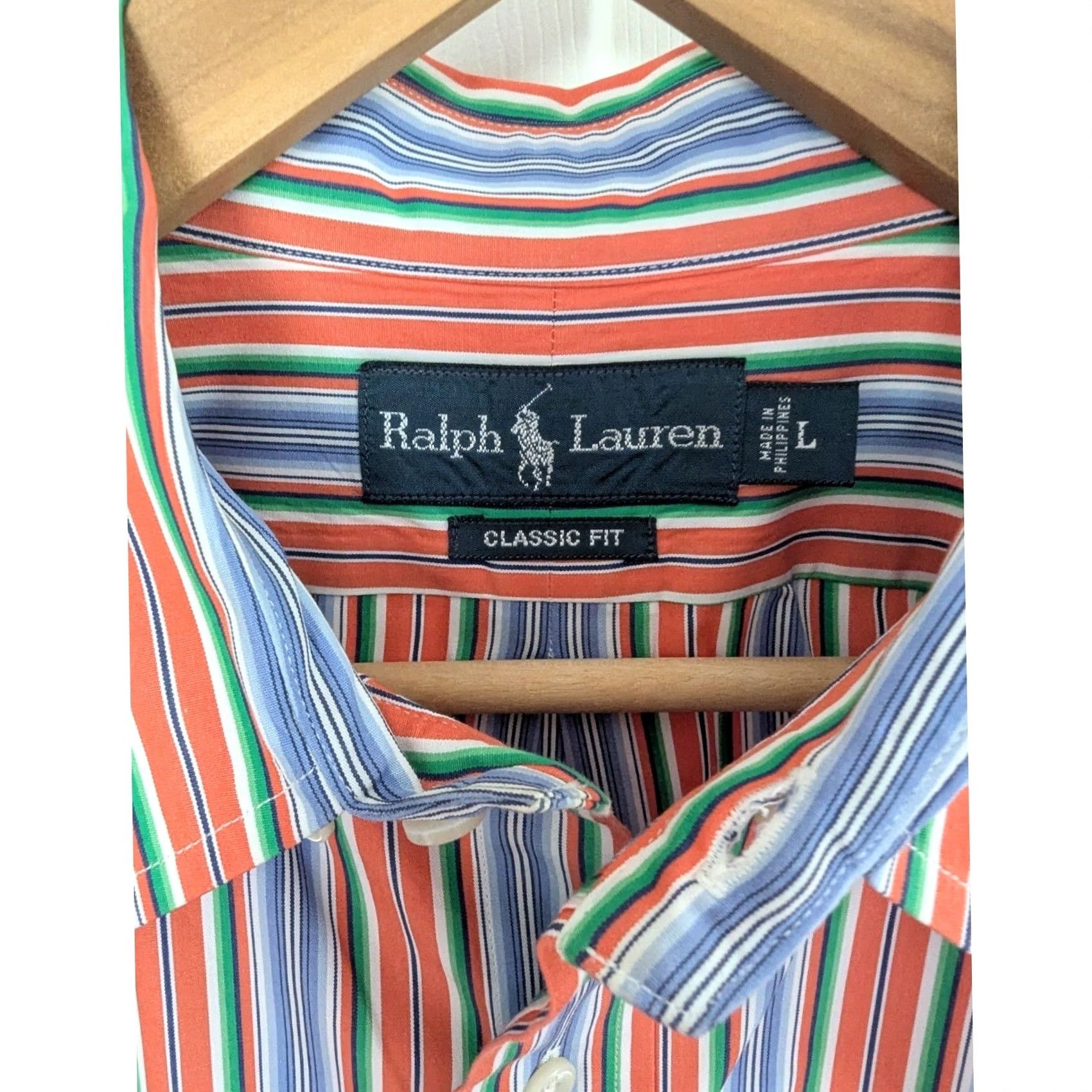 Ralph Lauren Ralph Lauren Classic Fit Striped Button-Down Shirt Orange Blue Green Mens L Colorful Multicolor Striped Embroidered Pony Button-Up Size US L / EU 52-54 / 3 - 6 Thumbnail