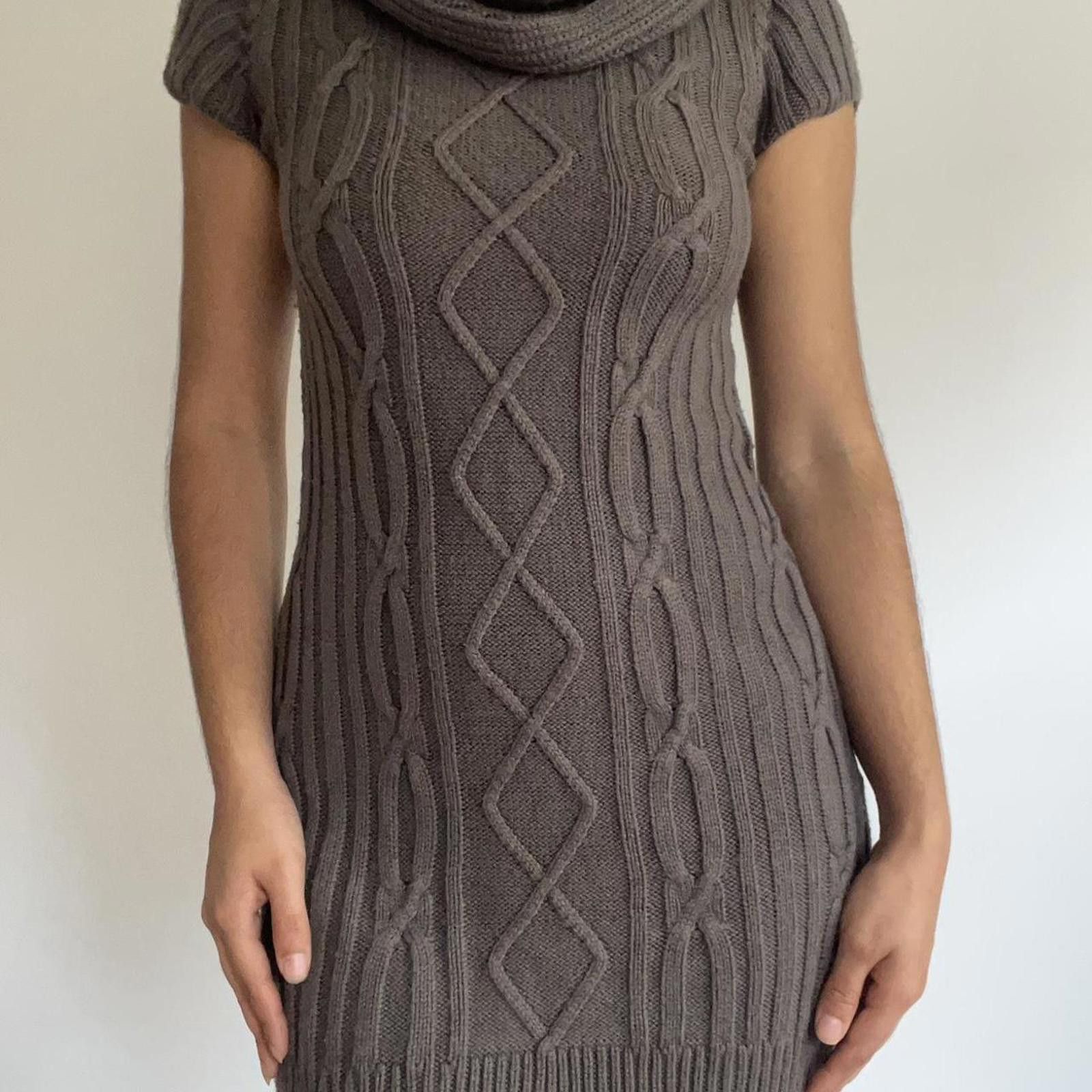 Other Grey cable knit mini dress with cowl neck and short sleeves Size S / US 4 / IT 40 - 1 Thumbnail