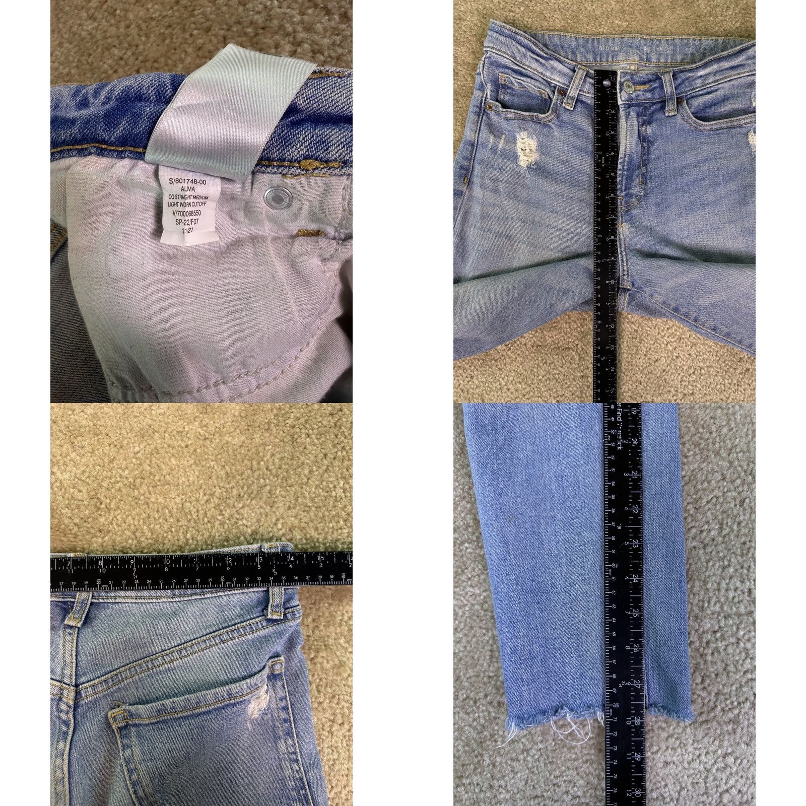 Old Navy Old Navy Women's Straight Jeans Size 2 Blue Denim Raw Hem Size 26" / US 2 / IT 38 - 8 Thumbnail