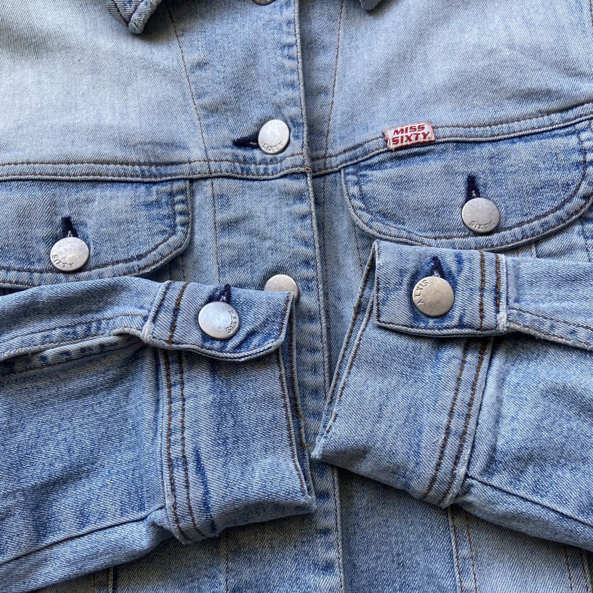 Miss Sixty 📌 Vintage 00s Miss Sixty Denim Crop Y2K Jacket Size XS / US 0-2 / IT 36-38 - 8 Thumbnail