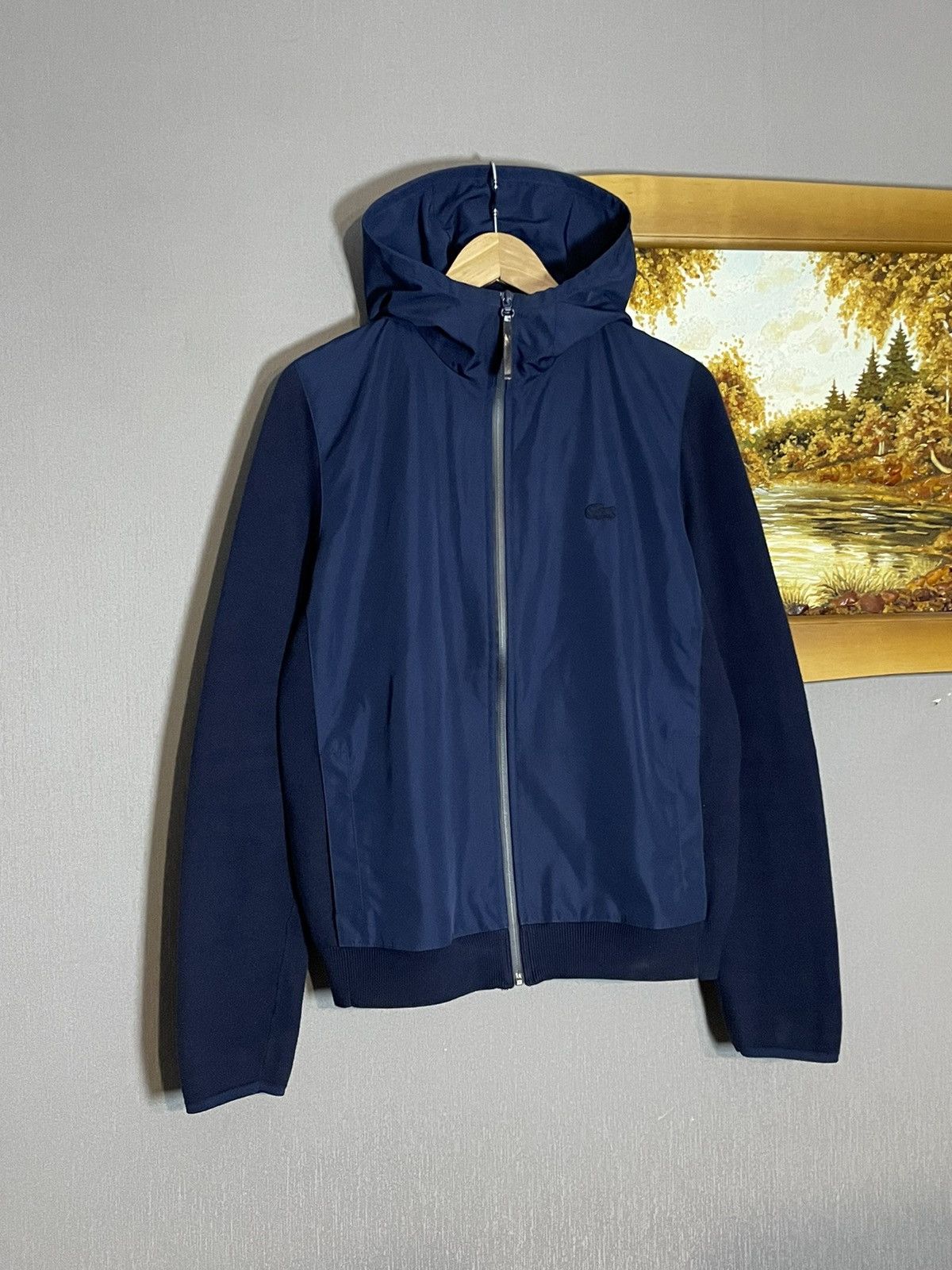 Lacoste Lacoste Nylon Light Hoodie Jacket Navy Zip Up RRP 280$ Size US M / EU 48-50 / 2 - 2 Thumbnail