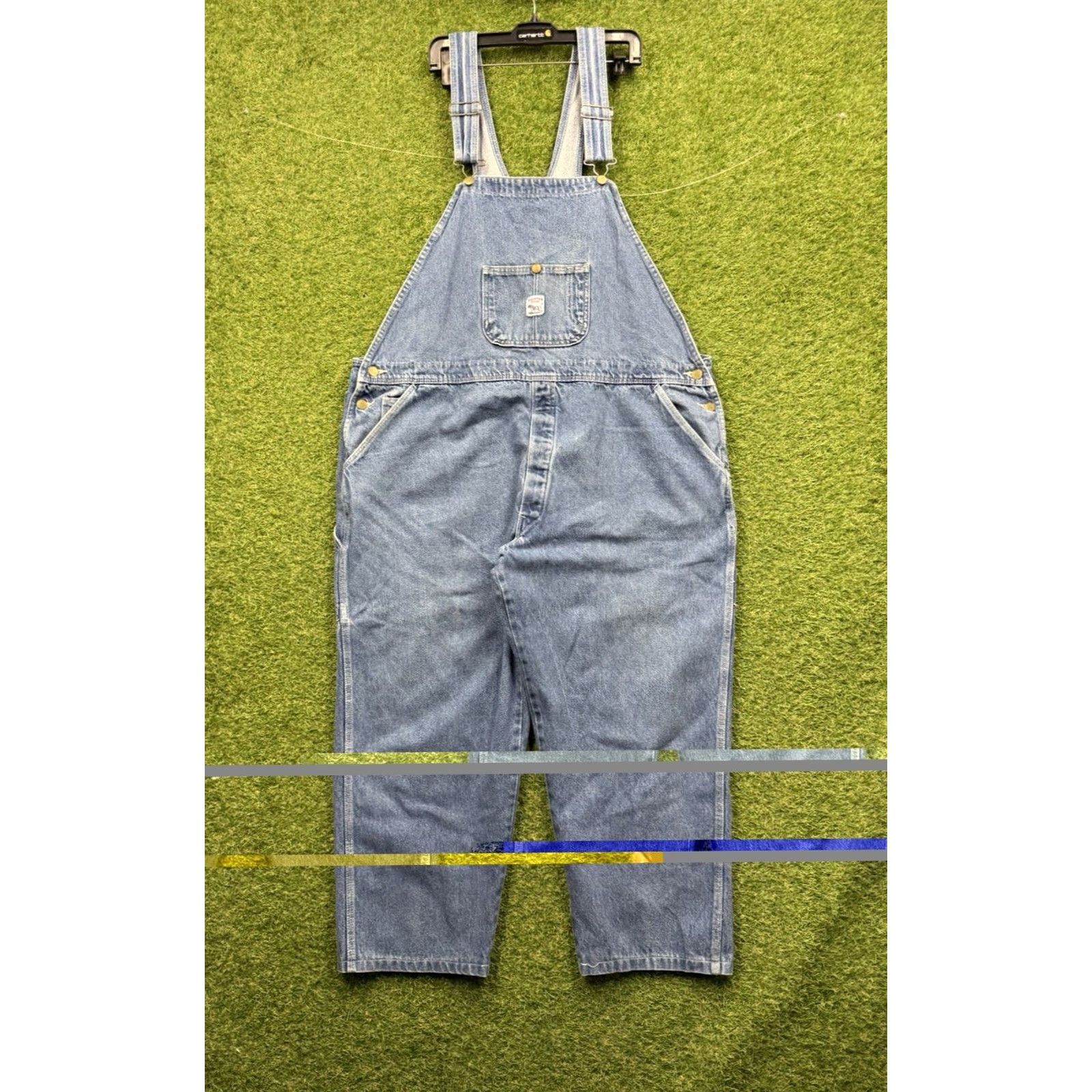 Vintage VINTAGE Pointer Brand Bib Overalls Jeans Men 44 Regular Denim Blue Cotton USA 28in Inseam Boots Cut Pockets Mens Size US 44 / EU 60 - 2 Thumbnail