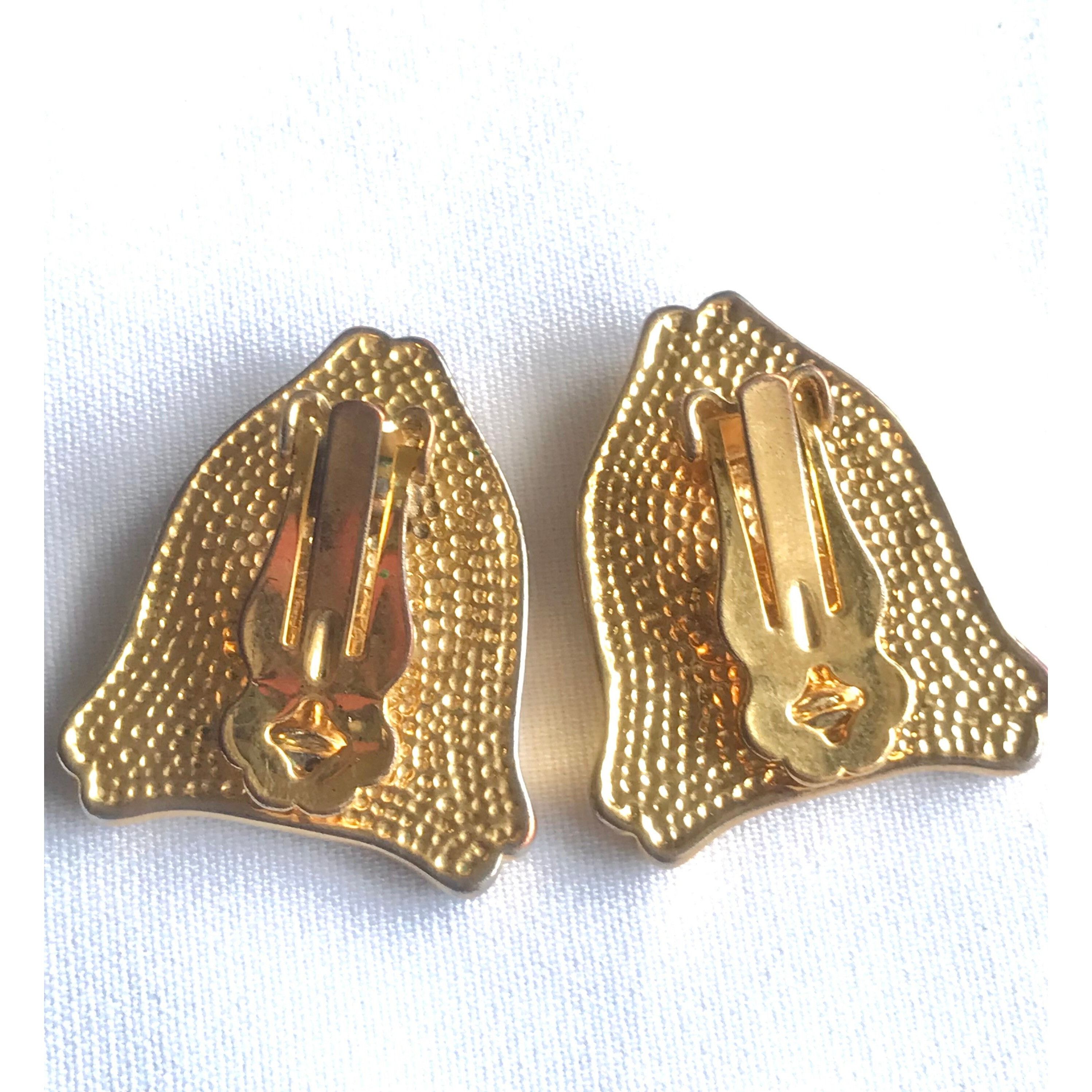 Escada Vintage ESCADA navy and golden flag design earrings. Size ONE SIZE - 5 Thumbnail