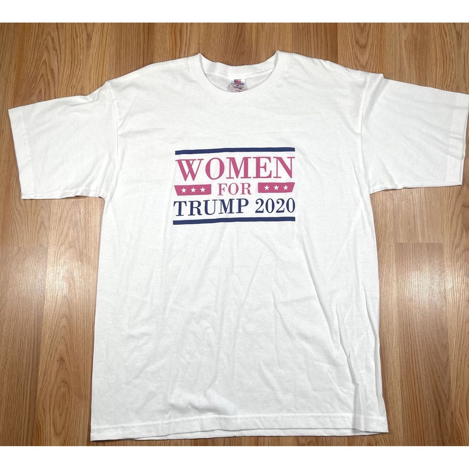 Vintage Bayside T-Shirt Mens L White Trump 2020 CrewNeck Short Sleeve Logo Made in USA Size L / US 10 / IT 46 - 2 Thumbnail