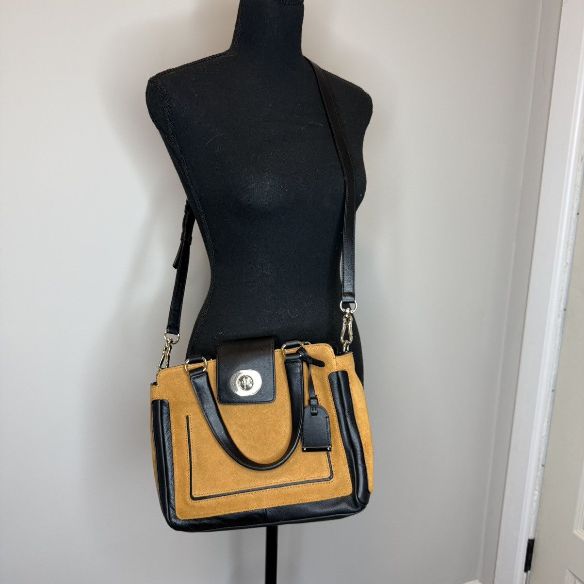 Cole Haan Cole Haan Suede Satchel in Mustard with Black Trim Size ONE SIZE - 11 Thumbnail