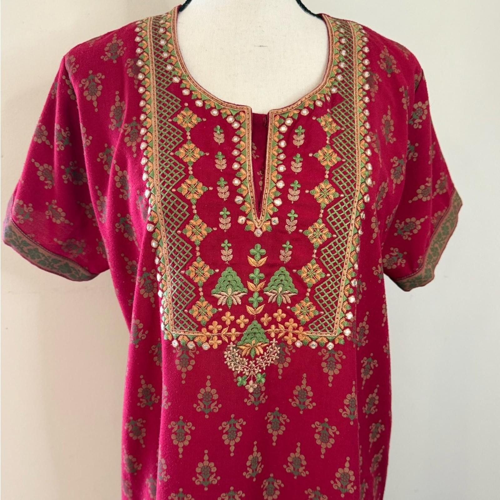 Other Sarra red embroidered ornate maxi sari with pockets SZ 38 Size M / US 6-8 / IT 42-44 - 2 Thumbnail