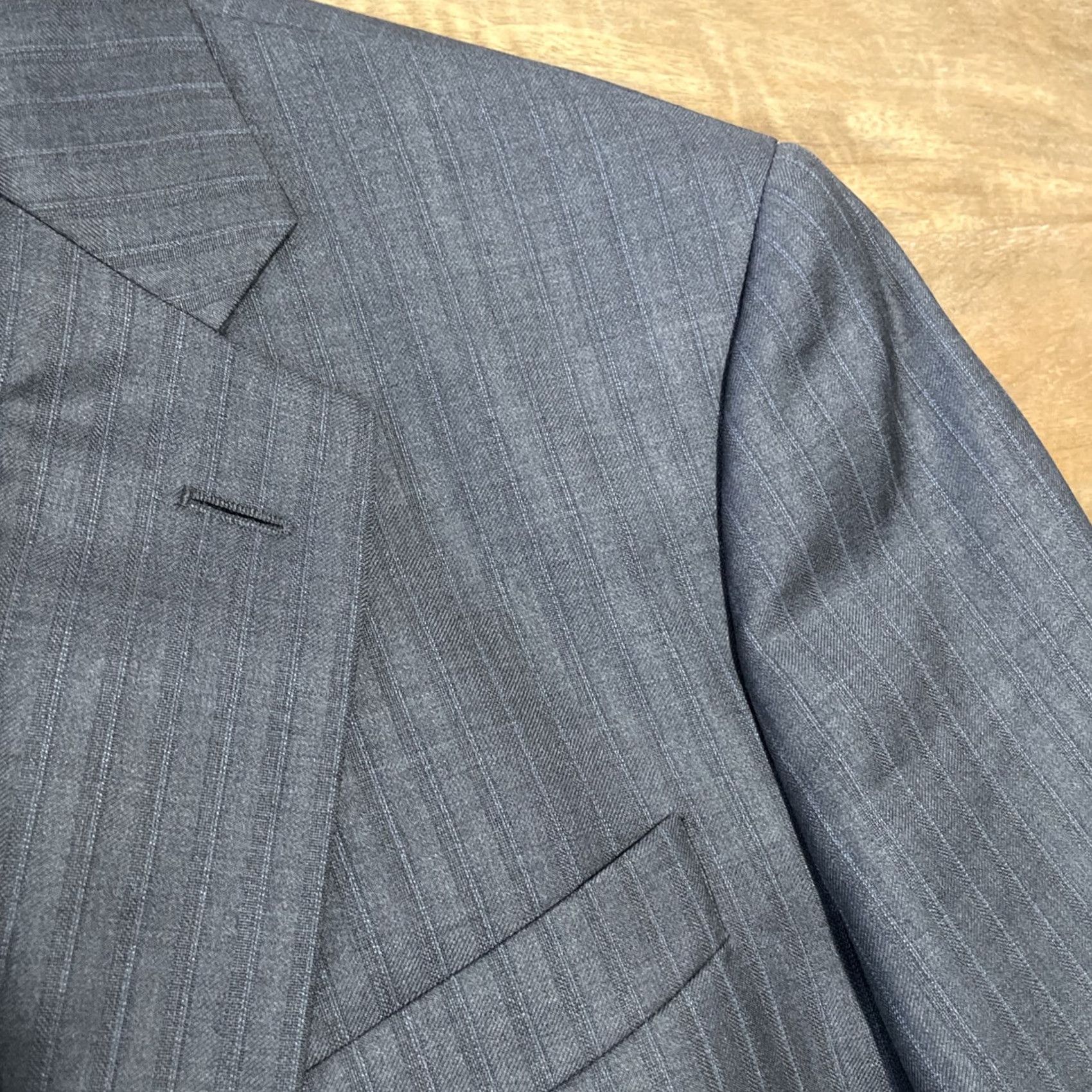 Brooks Brothers Brooks Brothers Madison 1818 Saxxon Gray Striped Wool Sport Jacket Coat Blazer Mens 40R Size 40R - 7 Thumbnail