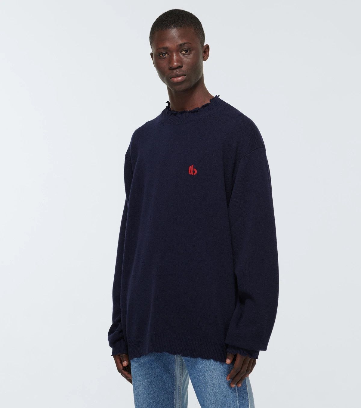 Balenciaga o1in1g0824 Virgin Wool Sweater in Blue Size US L / EU 52-54 / 3 - 3 Thumbnail