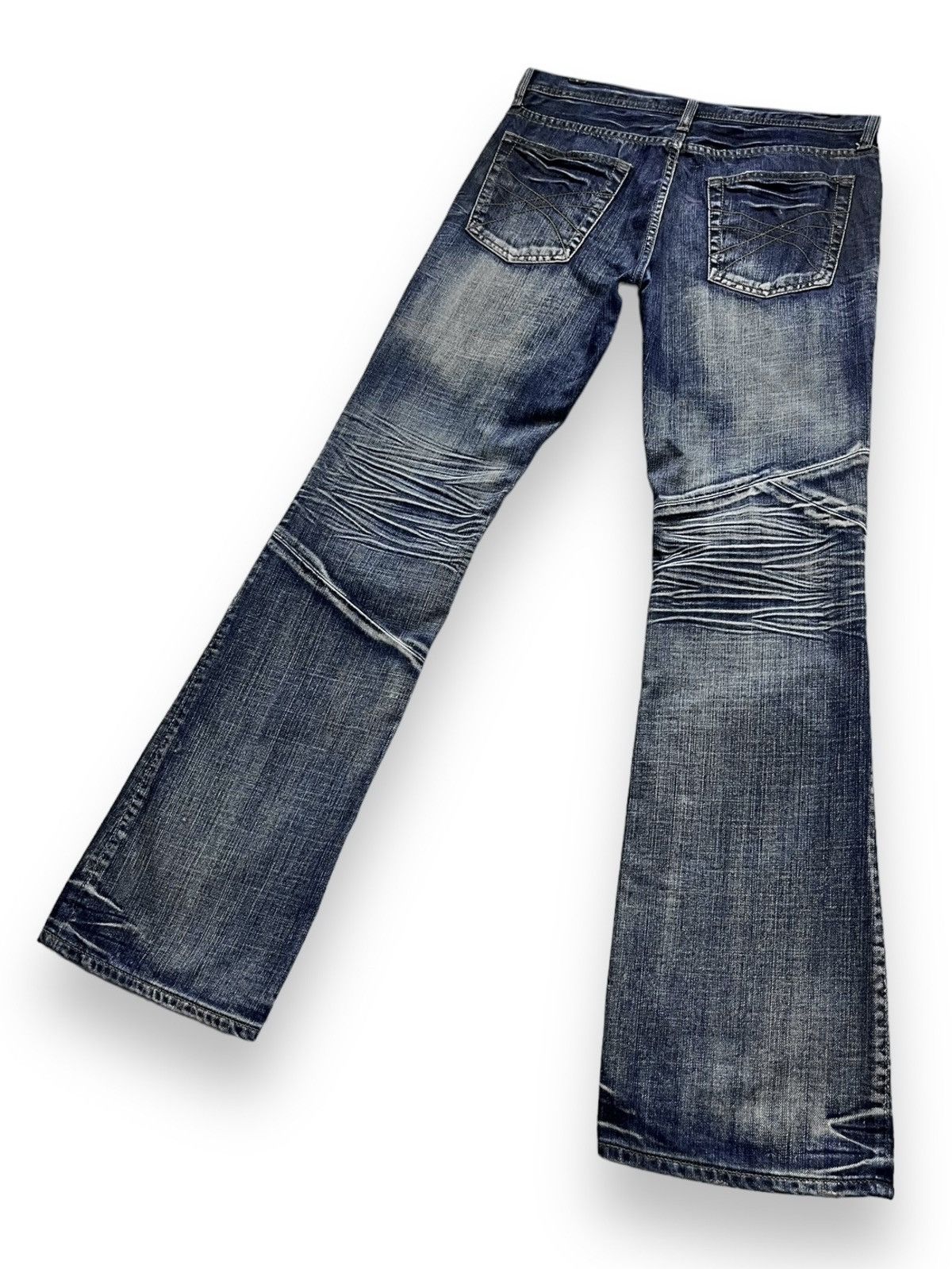 Japanese Brand PUNK FLARE🔥Vtg EDGE X RUPERT Distressed Blue Spliced Denim Size US 32 / EU 48 - 5 Thumbnail