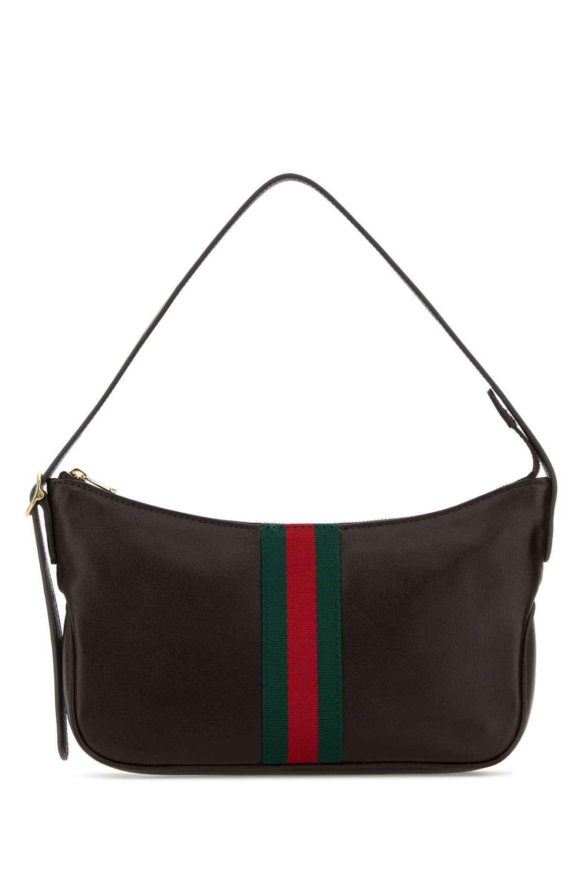 Gucci Dark Brown Leather Small Lunetta Shoulder Bag Size ONE SIZE - 1 Thumbnail