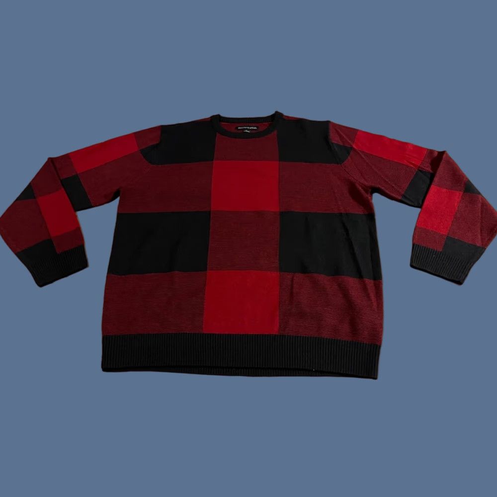 Vintage Tricots St Raphael Sweater Men's Large Red Black Plaid Size US L / EU 52-54 / 3 - 1 Thumbnail