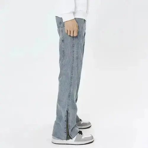 Jean Ankle Zipper Washed Blue Flare Jeans Size US 32 / EU 48 - 3 Thumbnail