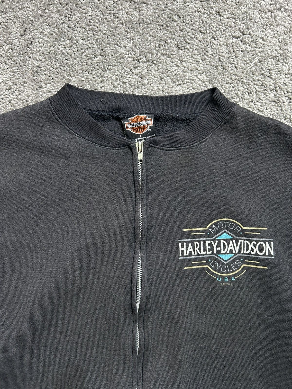 Harley Davidson Vintage 90s Harley Zip Up Crewneck Dated 1997 Faded Size US L / EU 52-54 / 3 - 3 Thumbnail