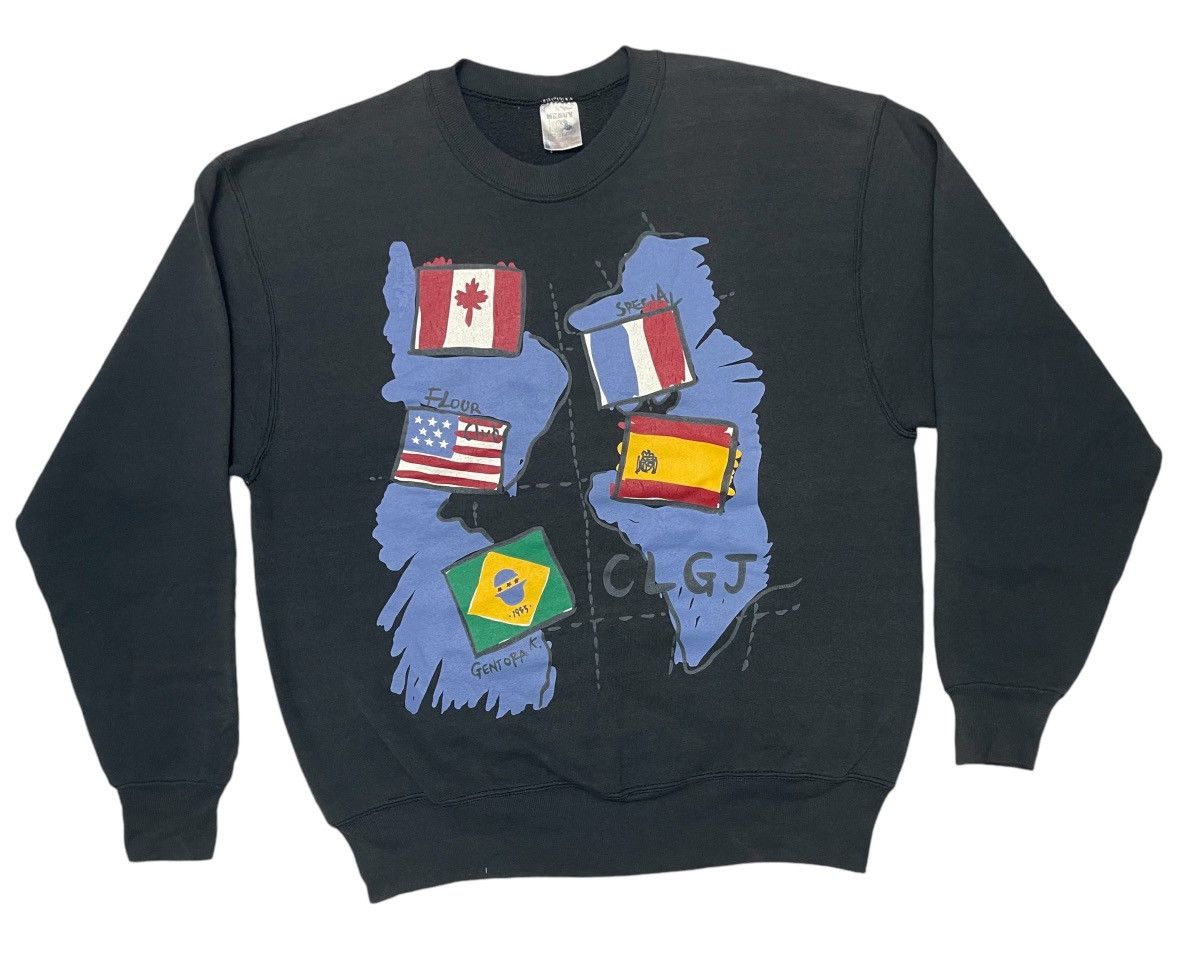 Fruit Of The Loom 90s 5 FLAG CREWNECK RARE DESIGN NICELY FADED Size US L / EU 52-54 / 3 - 1 Thumbnail